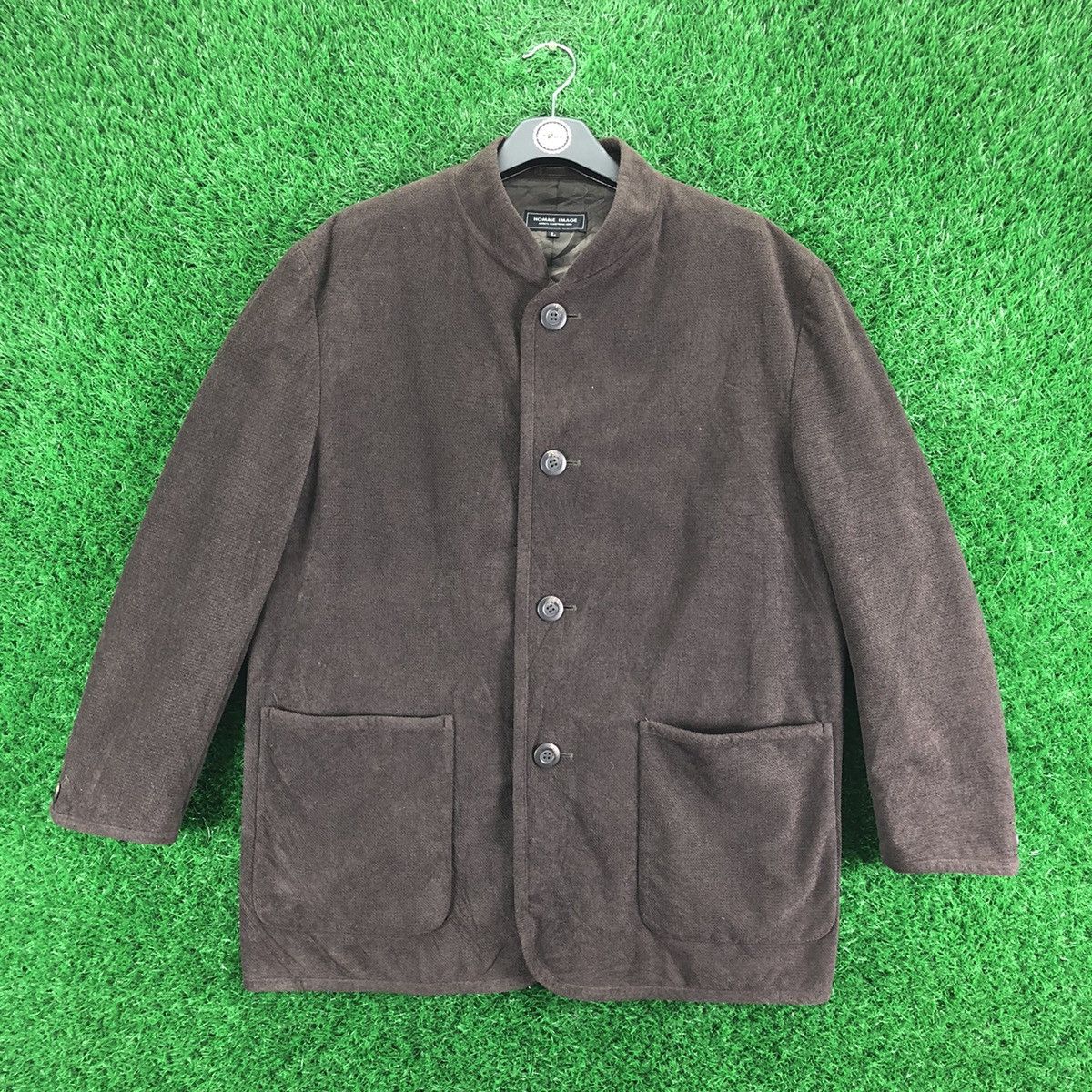 image of Vintage 90's Jacket Round Collar By Homme Image in Dark Green, Men's (Size XL)