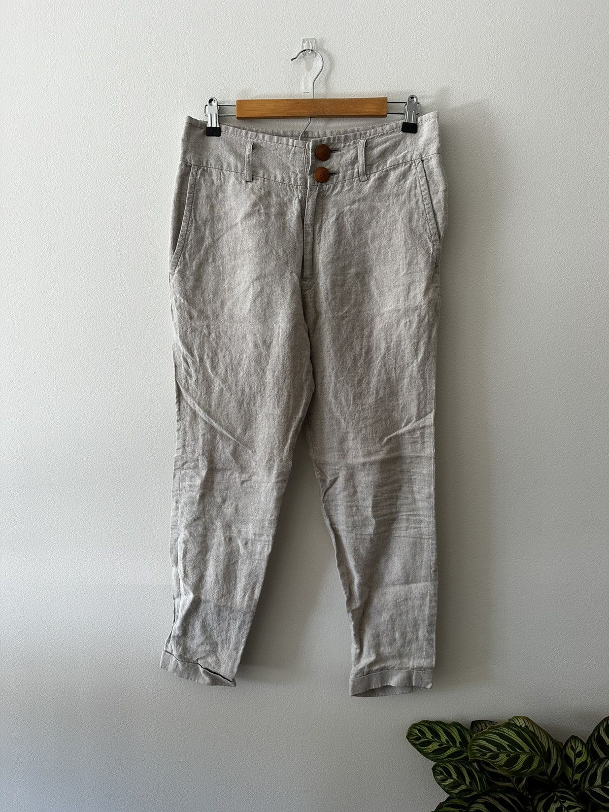 image of Vintage Regulation Yohji Yamamoto Linen Pants Japan 2 in Beige, Men's (Size 31)