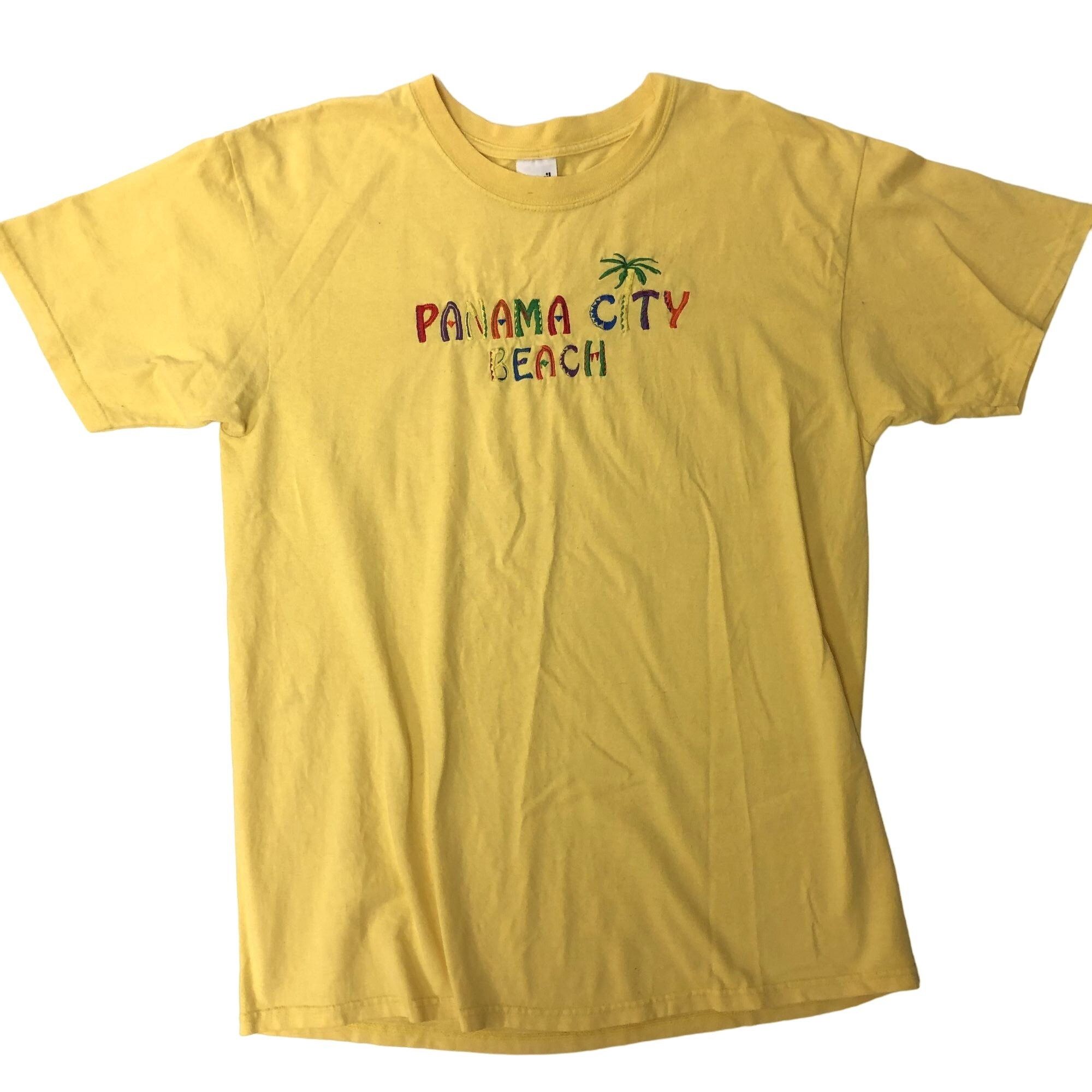 90's Anvil NEON EMBROIDERED Panama City BEACH FL T Shirt XL