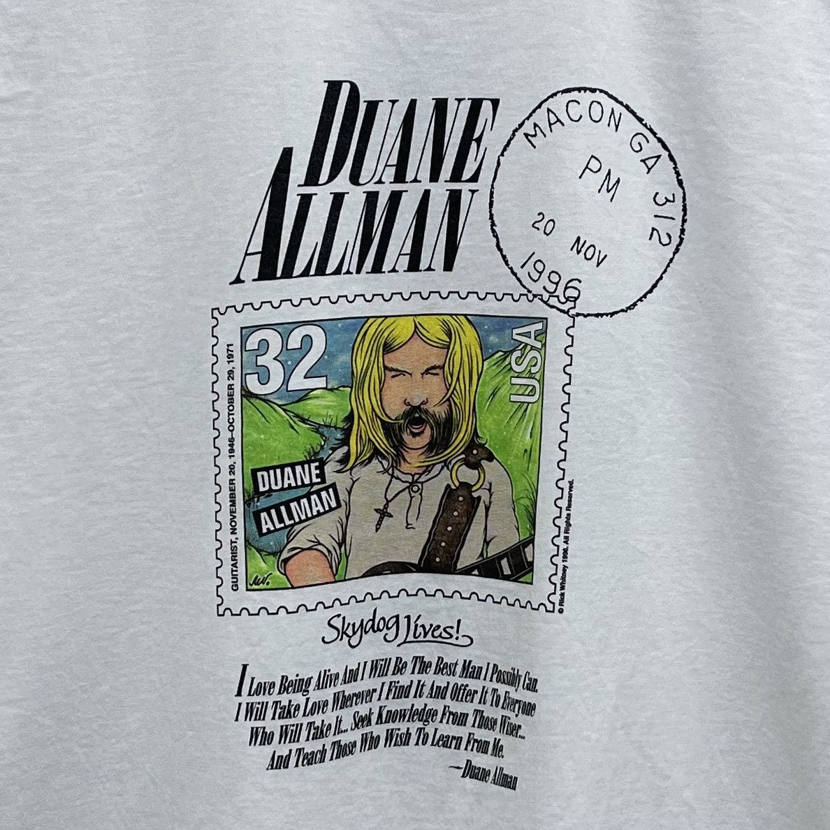 Band Tees Vintage 90s Duane Allman Stamp Image The Allman Brother Band Size US XL / EU 56 / 4 - 2 Thumbnail