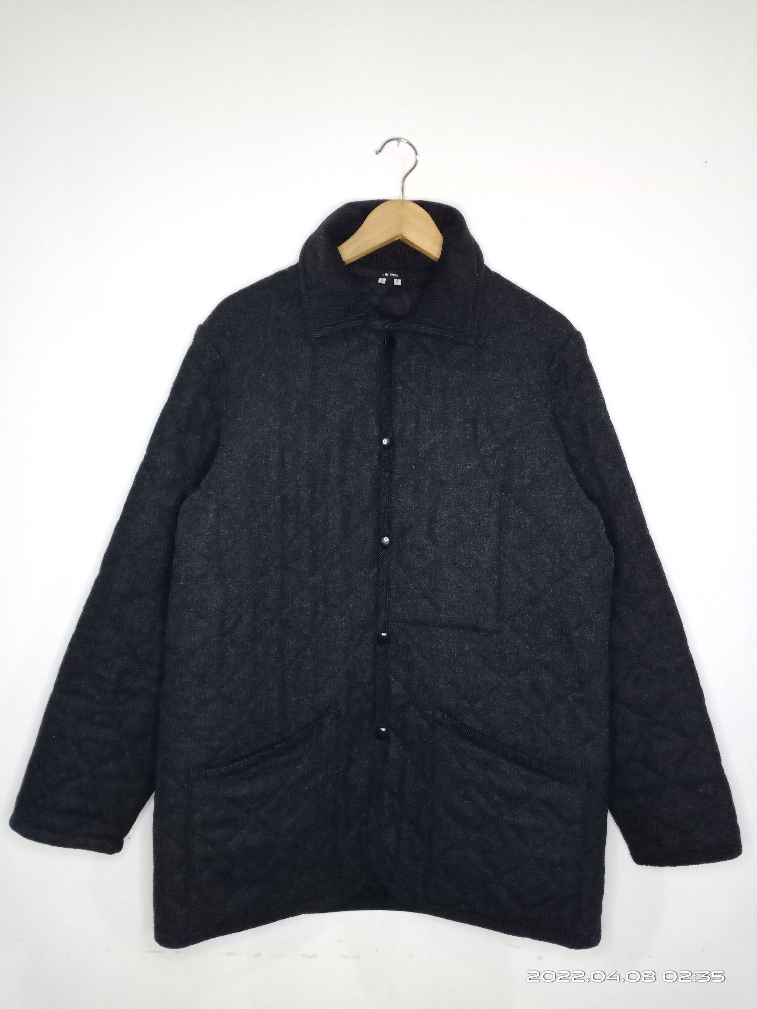 image of Avant Garde x Cashmere Wool Equal Wool Button Jacket Made In England Nice Design in Grey (Size Larg