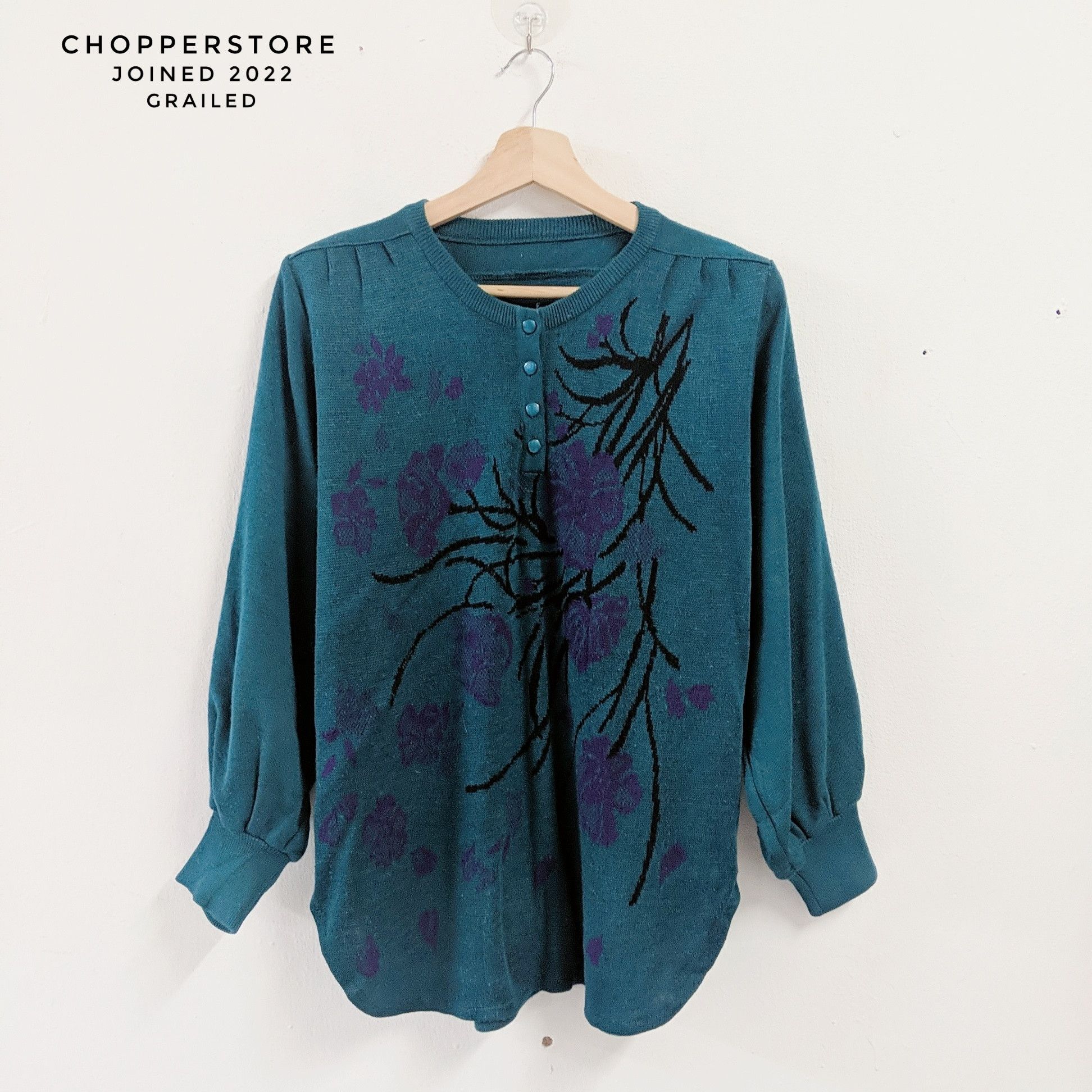 Aran Isles Knitwear × Japanese Brand Vintage Japan Rare Flower Design Knitwear Sweater Size US L / EU 52-54 / 3 - 1 Thumbnail