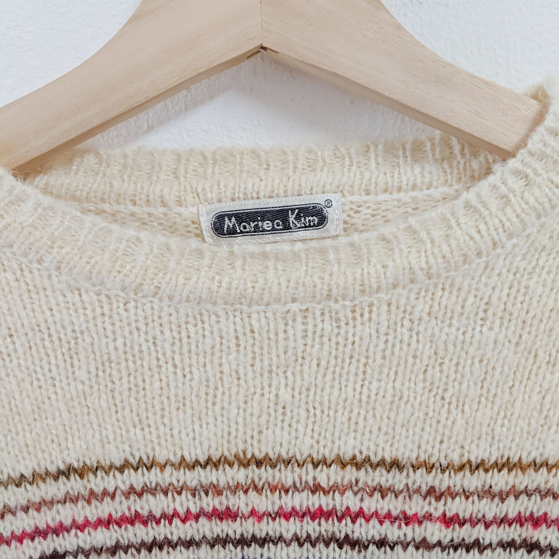 Aran Isles Knitwear × Japanese Brand Vintage Mariea Kim Stripe Knitwear Sweater Size US S / EU 44-46 / 1 - 4 Thumbnail