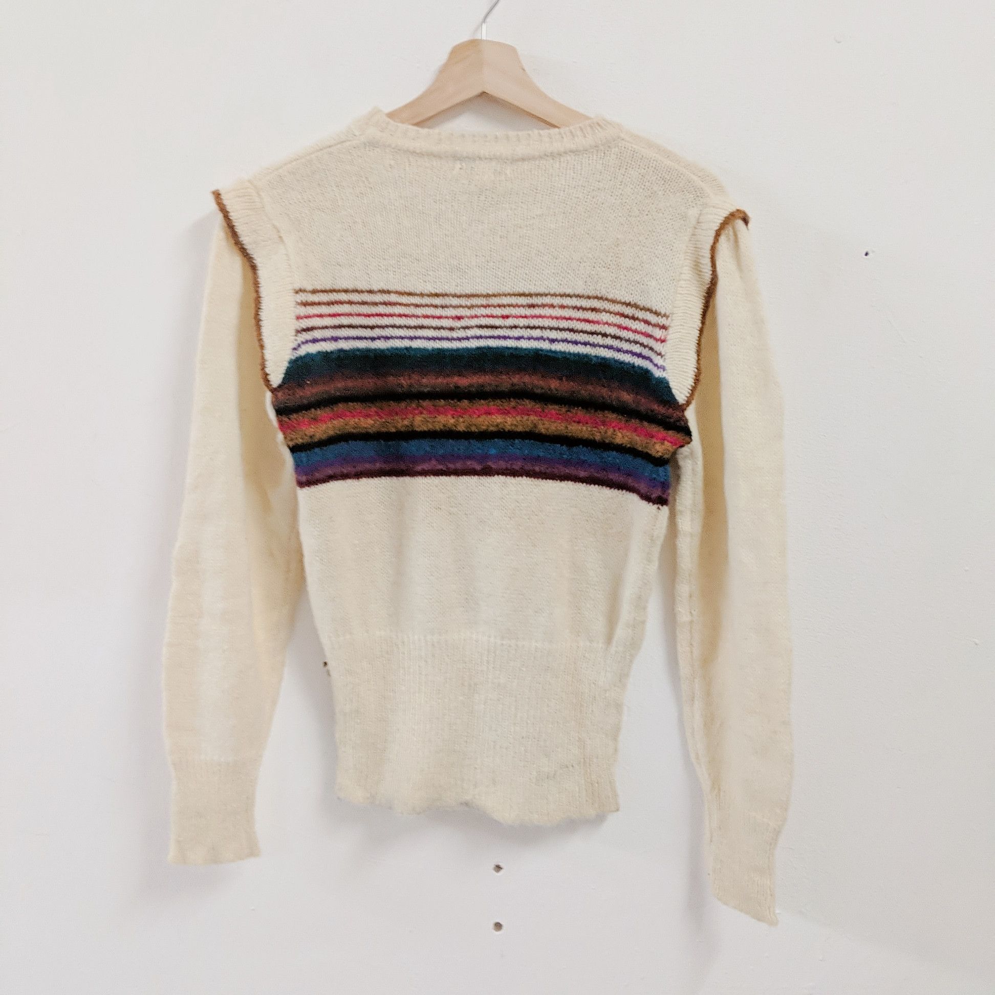 Aran Isles Knitwear × Japanese Brand Vintage Mariea Kim Stripe Knitwear Sweater Size US S / EU 44-46 / 1 - 6 Thumbnail