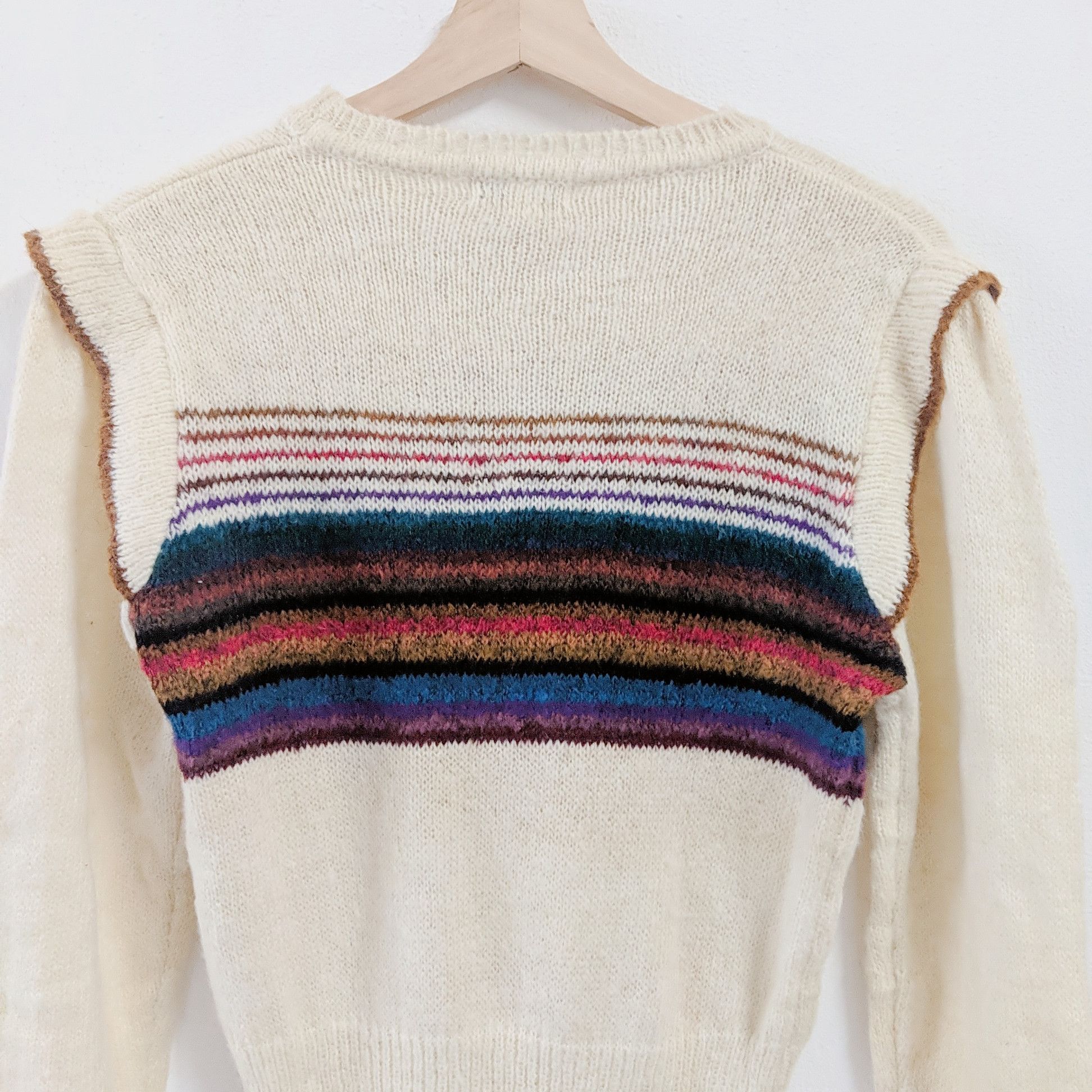 Aran Isles Knitwear × Japanese Brand Vintage Mariea Kim Stripe Knitwear Sweater Size US S / EU 44-46 / 1 - 9 Thumbnail