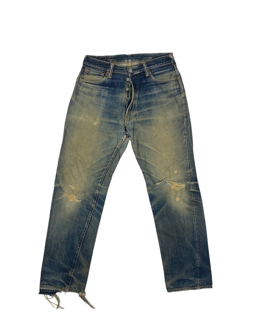 Distressed Evisu Selvedge Trash Jeans Destroyed Denim