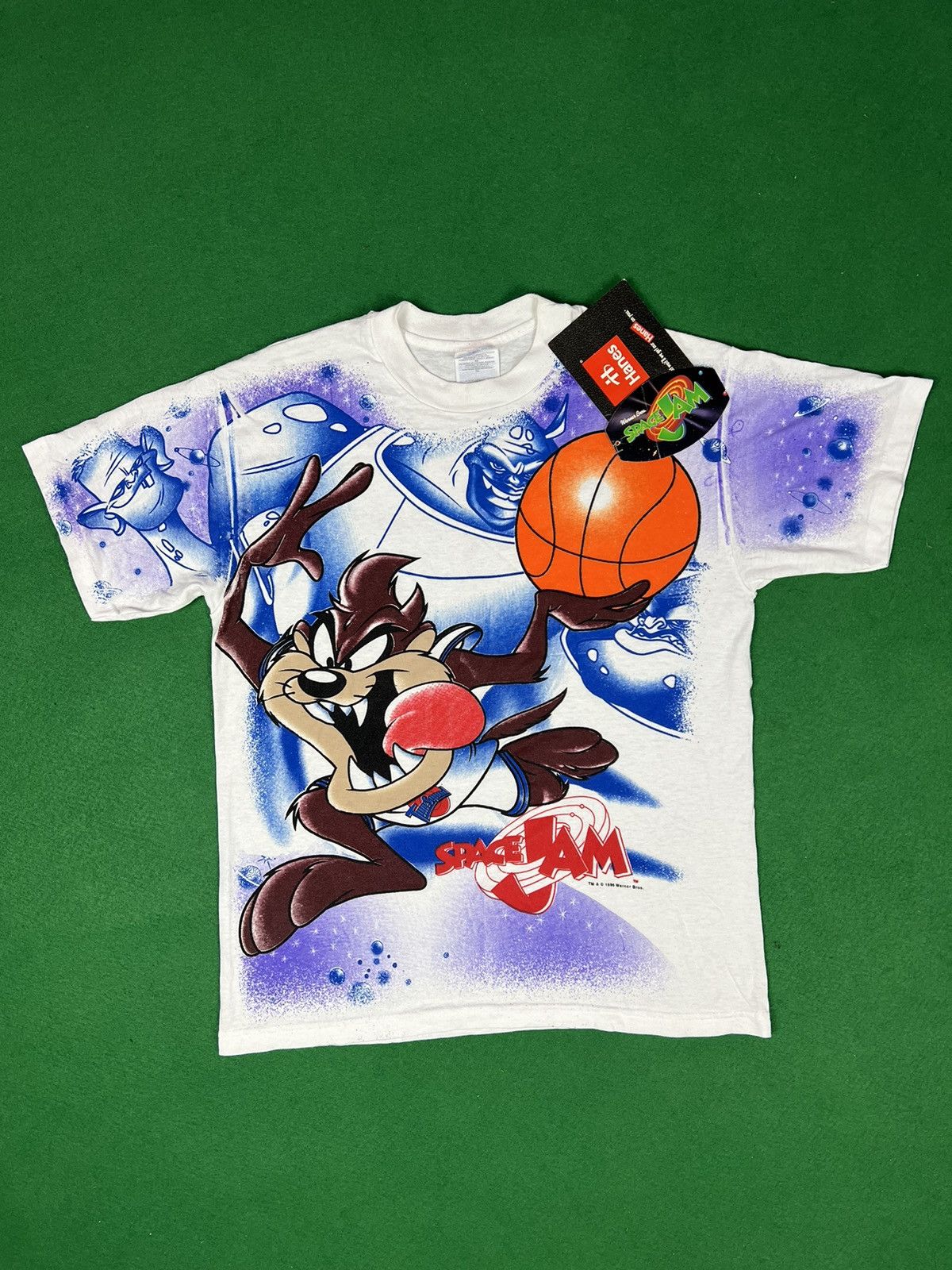 NOS 90s Vintage SPACE JAM Taz Full Print tee michel jordan