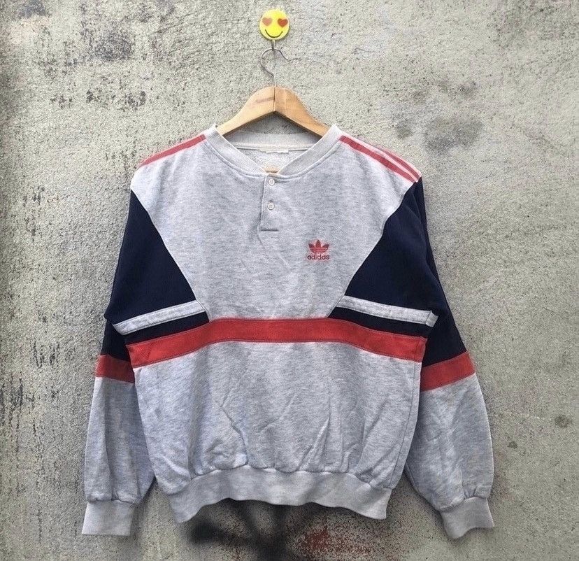 Adidas Vintage 90s Adidas Sweatshirt ColourBlock Size US L / EU 52-54 / 3 - 1 Thumbnail