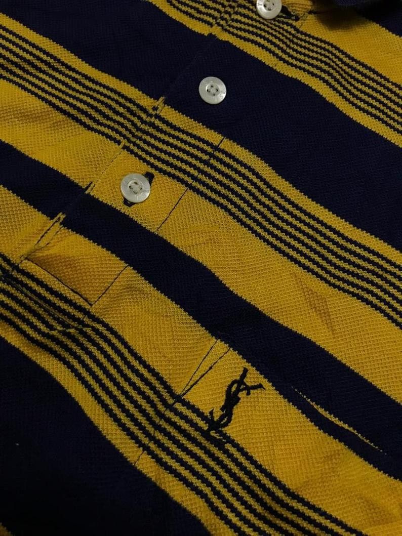 Vintage Vintage 90's Yves Saint Laurent Striped Tee Single Pocket Size US M / EU 48-50 / 2 - 2 Thumbnail