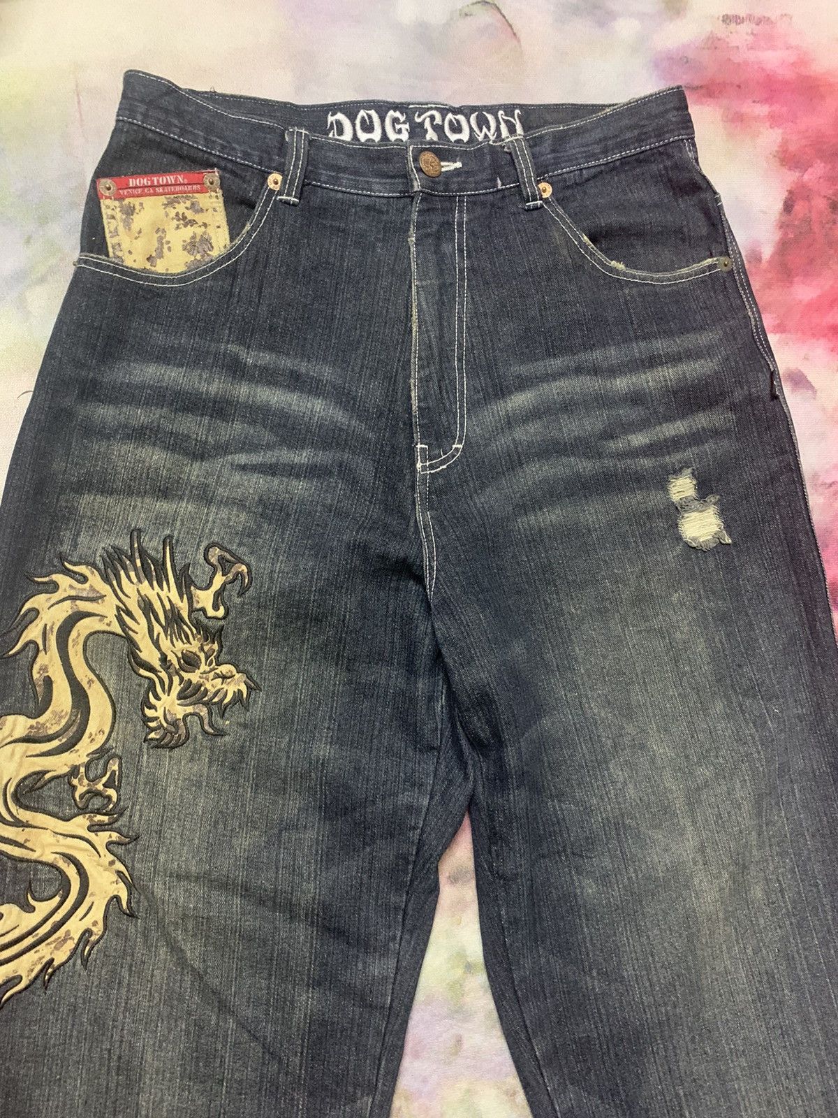 Dogtown Dogtown Black Dragon Baggy Raver Y2K High Rise Wide Thigh Size US 35 - 3 Thumbnail