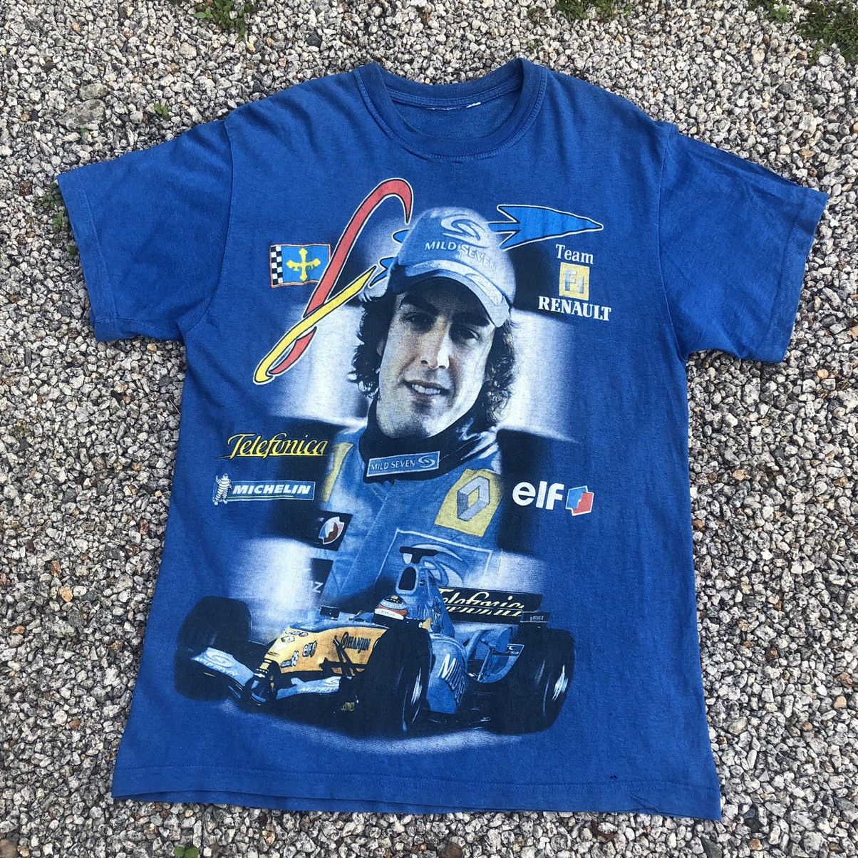image of Vintage Fernando Alonso F1 T Shirt in Blue, Men's (Size Medium)