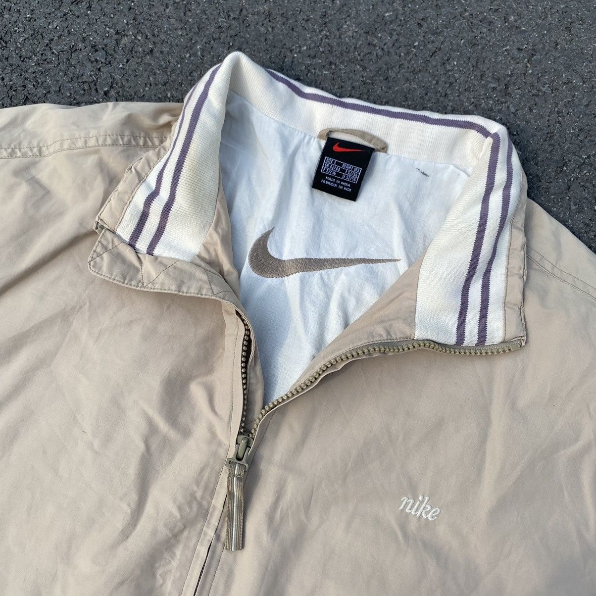 image of Nike Spell Out Swoosh 90's Jacket in Beige, Men's (Size XL)