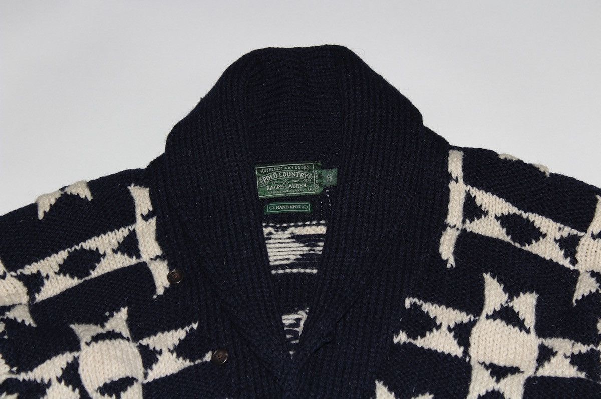 Ralph Lauren × Vintage Chunky Hand Knit Intarsia Cardigan Sweater Size US L / EU 52-54 / 3 - 7 Thumbnail