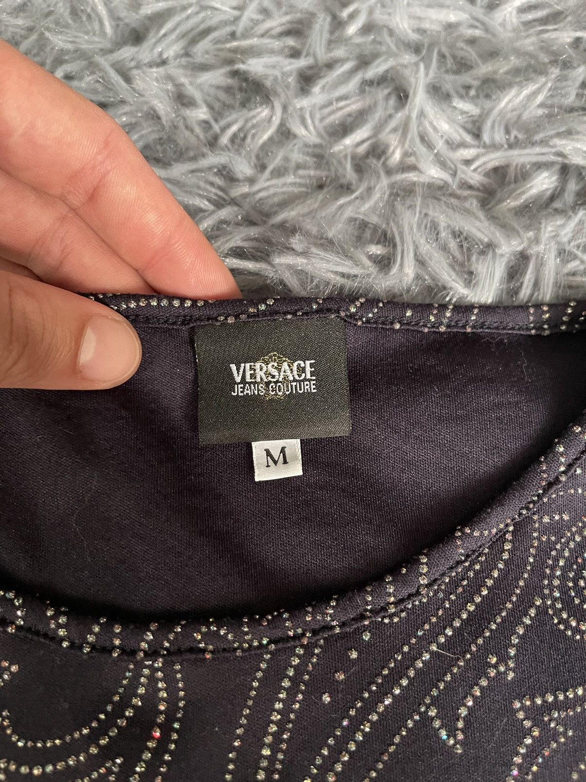 Versace × Versace Jeans Couture × Vintage 💎Versace 00s vintage rhinestones shining tank top Size M / US 6-8 / IT 42-44 - 4 Thumbnail