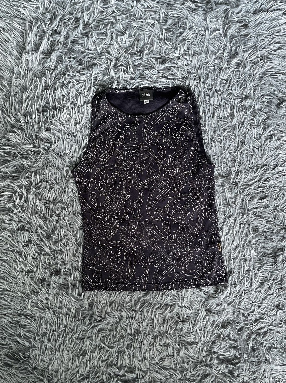 Versace × Versace Jeans Couture × Vintage 💎Versace 00s vintage rhinestones shining tank top Size M / US 6-8 / IT 42-44 - 1 Thumbnail