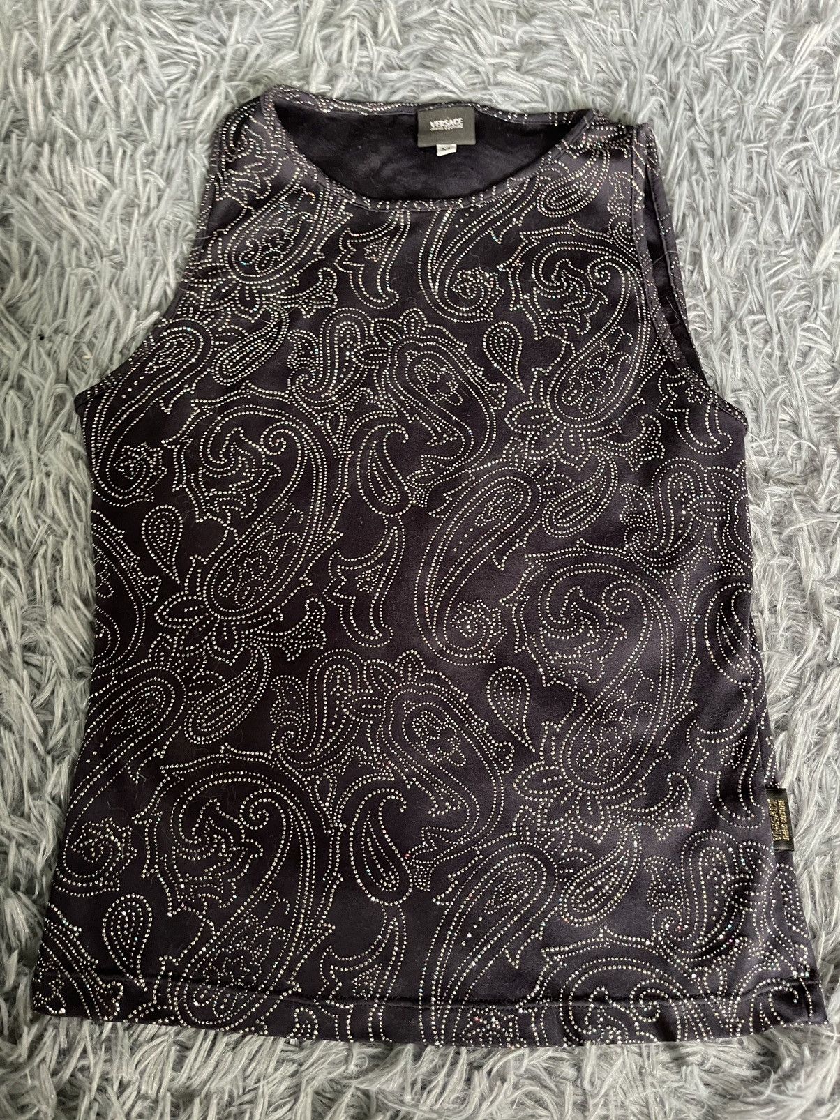 Versace × Versace Jeans Couture × Vintage 💎Versace 00s vintage rhinestones shining tank top Size M / US 6-8 / IT 42-44 - 3 Thumbnail