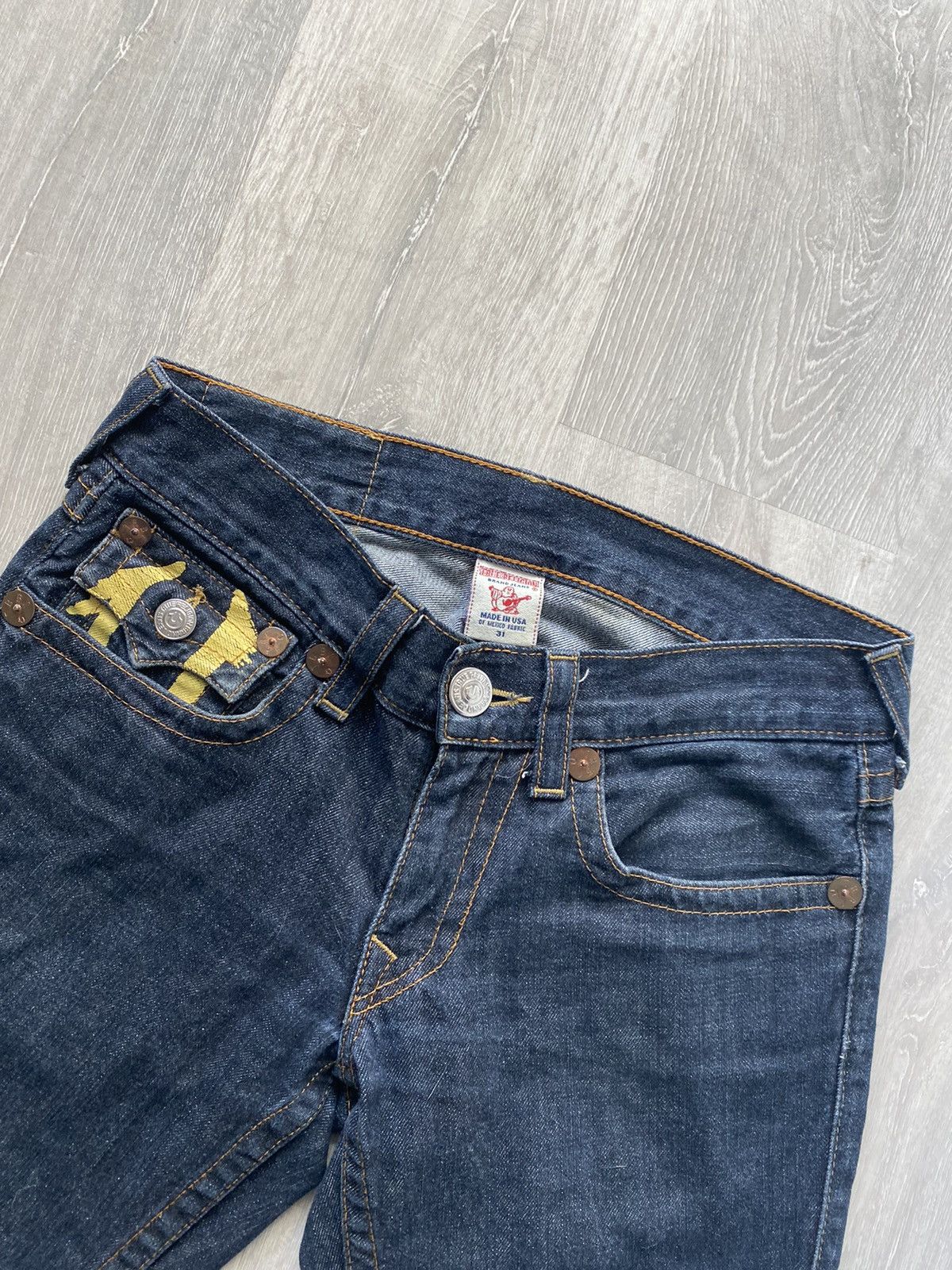 True Religion × Vintage True Religion vintage navy jeans big painted logo horseshoe Size US 31 - 6 Thumbnail