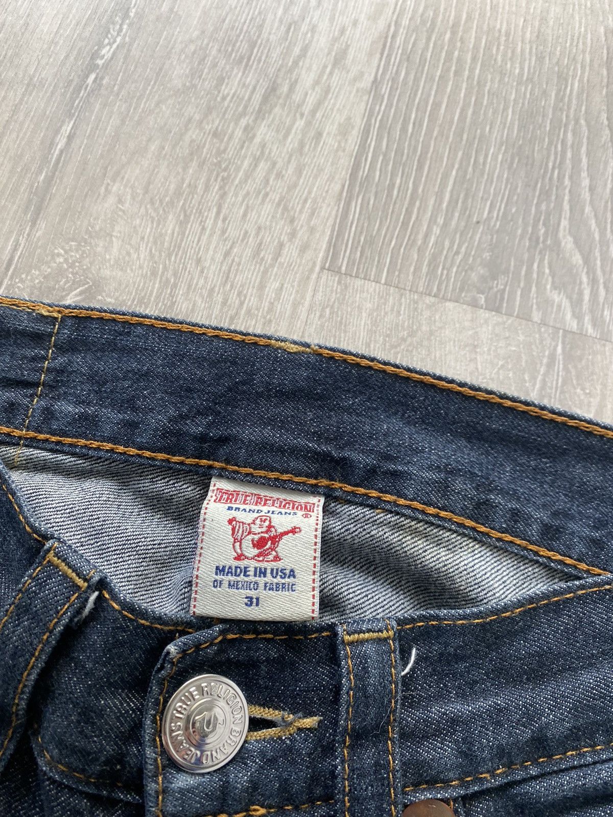 True Religion × Vintage True Religion vintage navy jeans big painted logo horseshoe Size US 31 - 7 Thumbnail