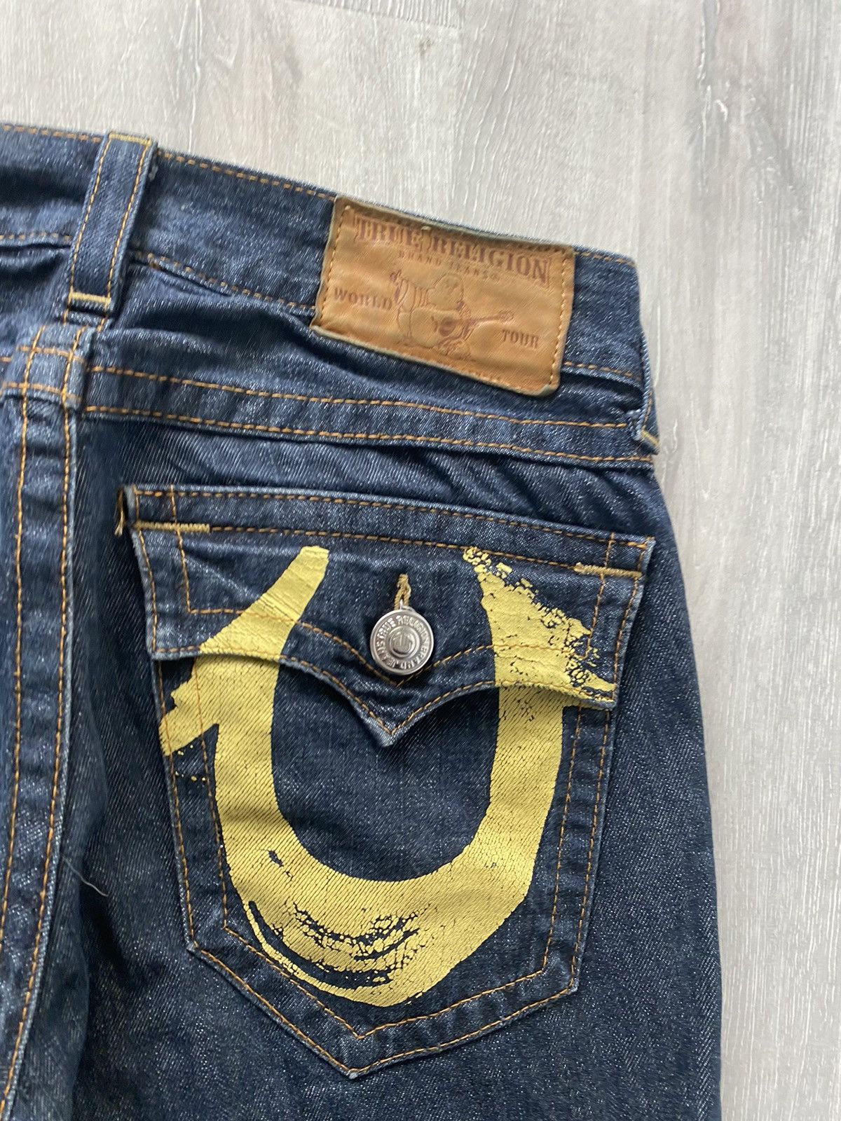 True Religion × Vintage True Religion vintage navy jeans big painted logo horseshoe Size US 31 - 3 Thumbnail