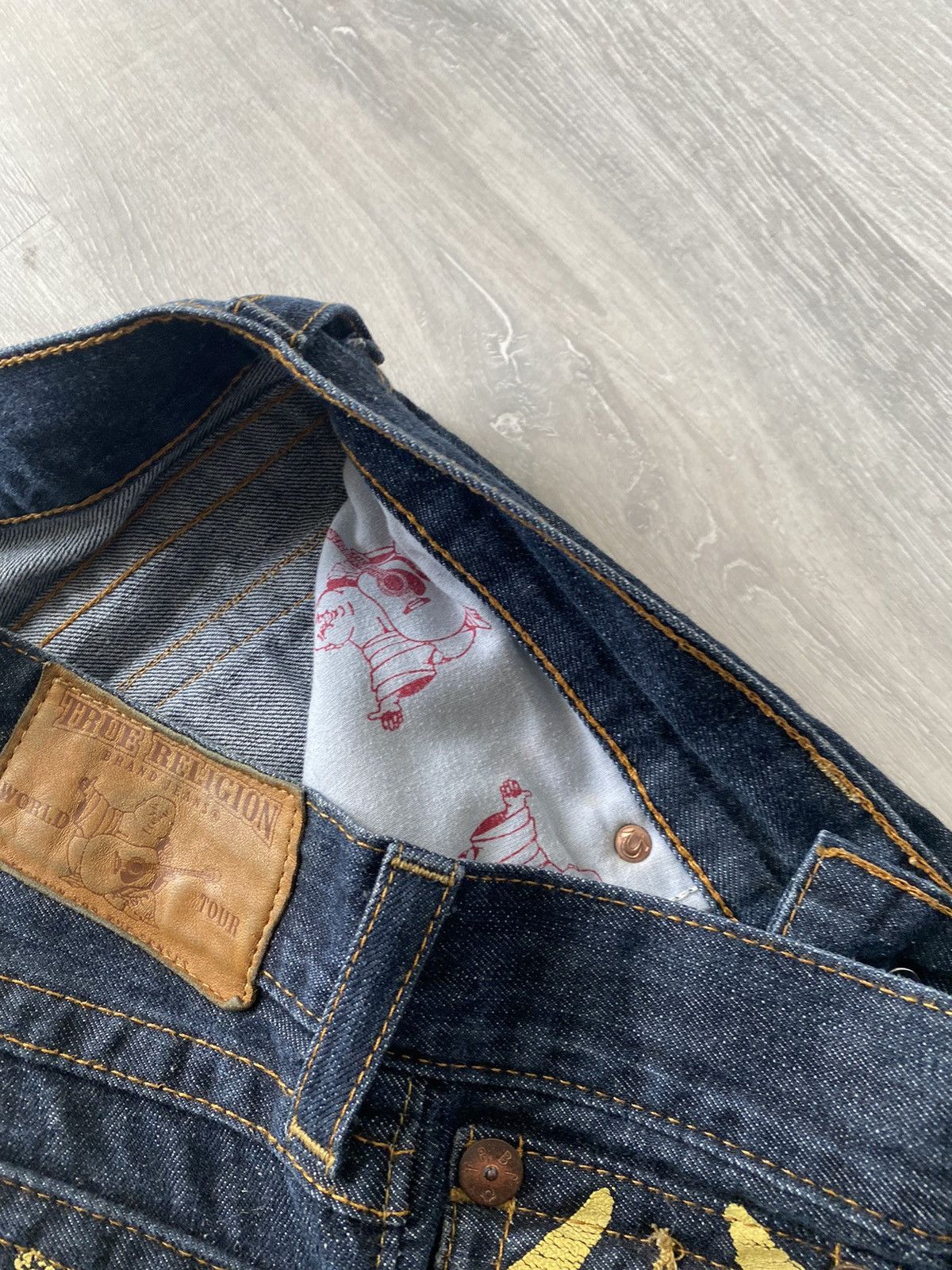 True Religion × Vintage True Religion vintage navy jeans big painted logo horseshoe Size US 31 - 8 Thumbnail