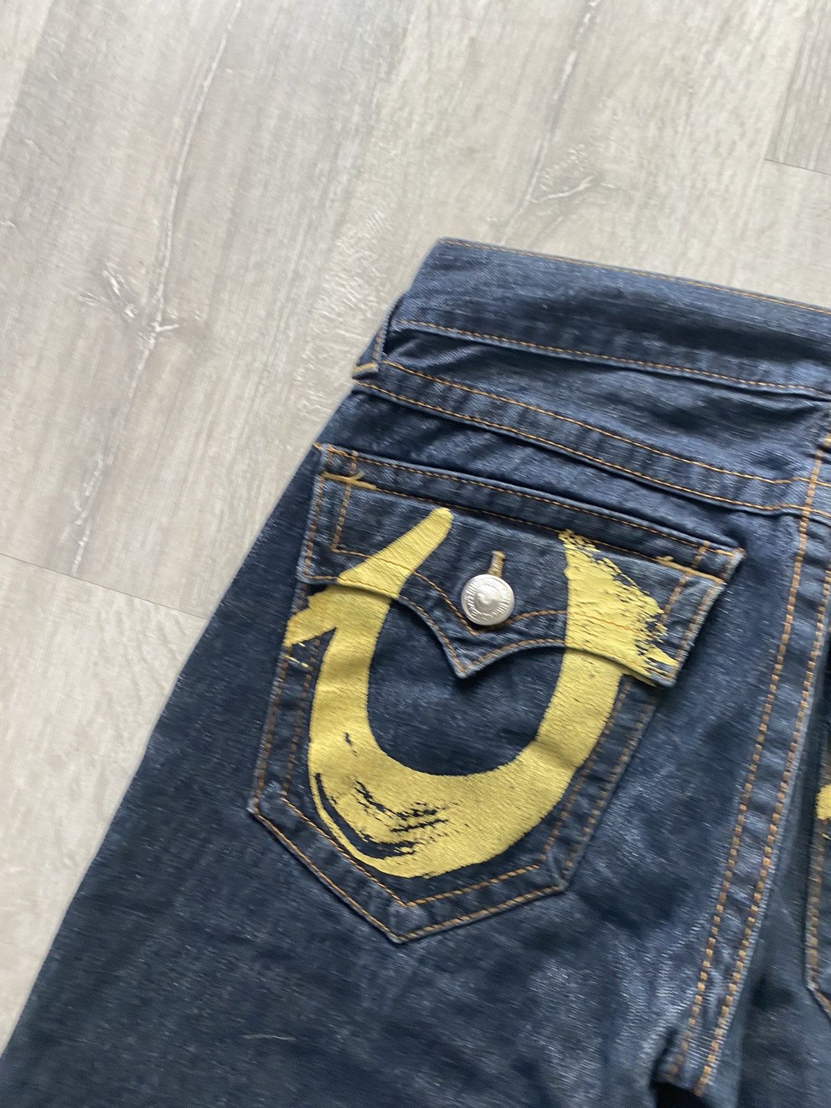 True Religion × Vintage True Religion vintage navy jeans big painted logo horseshoe Size US 31 - 4 Thumbnail