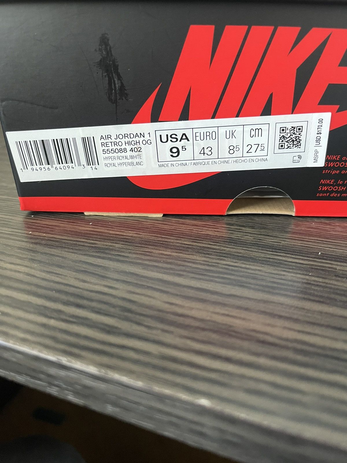 Jordan Brand × Nike Jordan 1 hyper royal Size US 9.5 / EU 42-43 - 6 Thumbnail