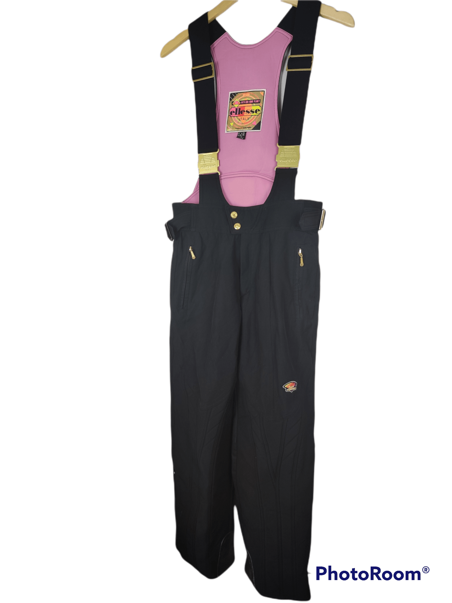 Ellesse Vintage Ellese Ski Jumpsuit Overalls Black Pants Size US 29 - 3 Thumbnail