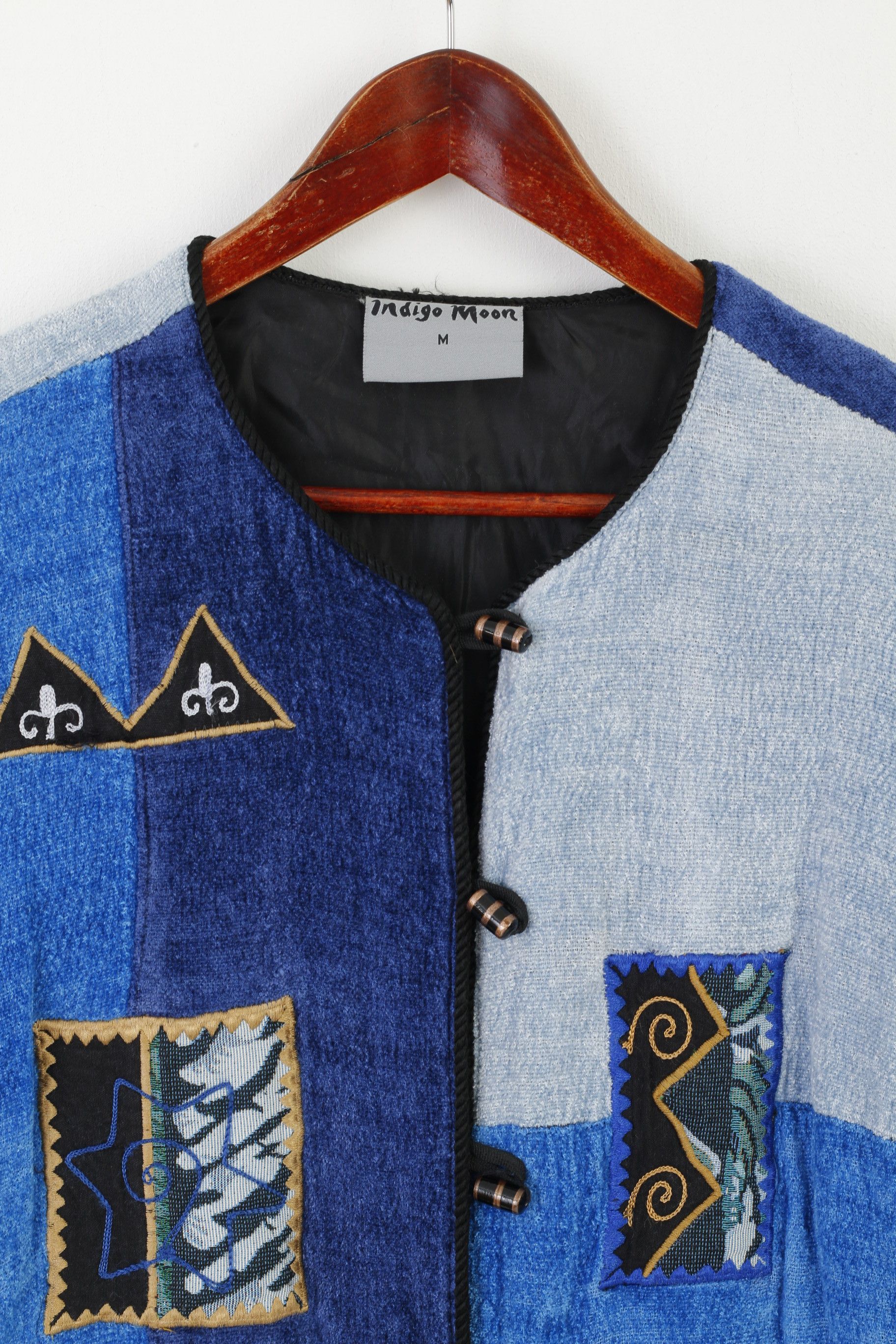 Indigo Indigo Moon Women M Jacket Blue Viscose Patchwork 9108 Size M / US 6-8 / IT 42-44 - 3 Thumbnail
