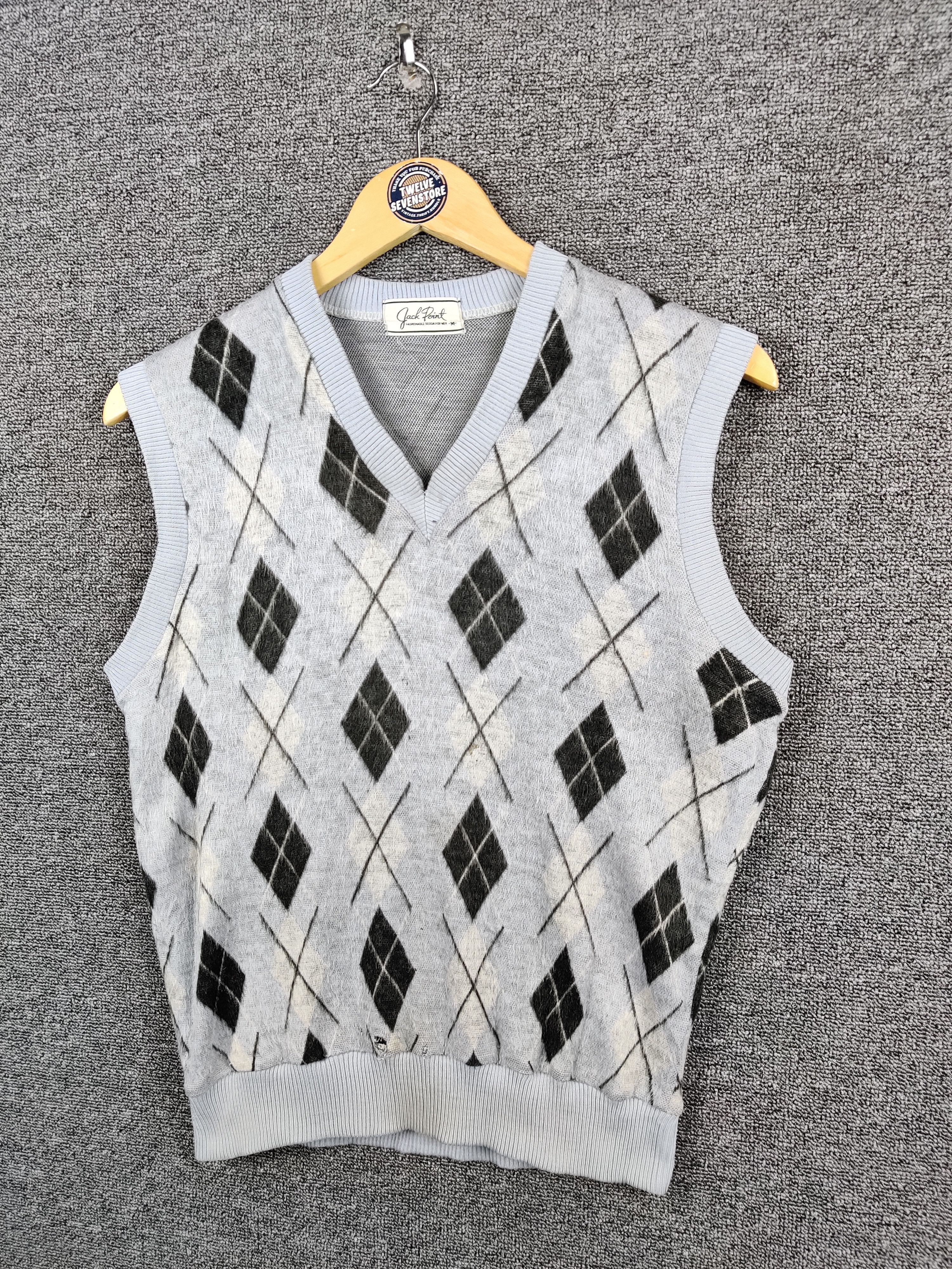 Japanese Brand Vintage Jack Point Checkered Knit Vest Size US M / EU 48-50 / 2 - 2 Thumbnail