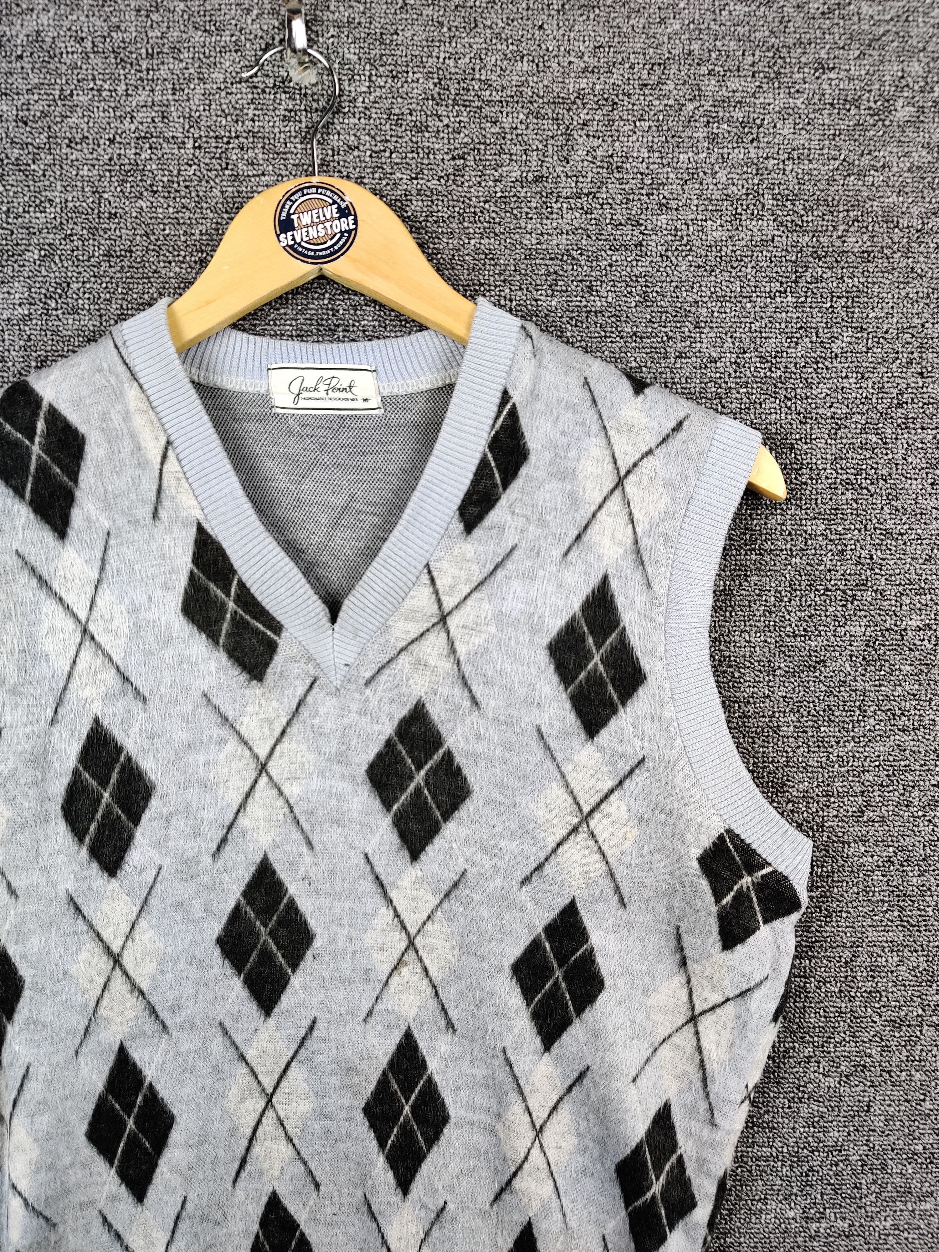 Japanese Brand Vintage Jack Point Checkered Knit Vest Size US M / EU 48-50 / 2 - 3 Thumbnail