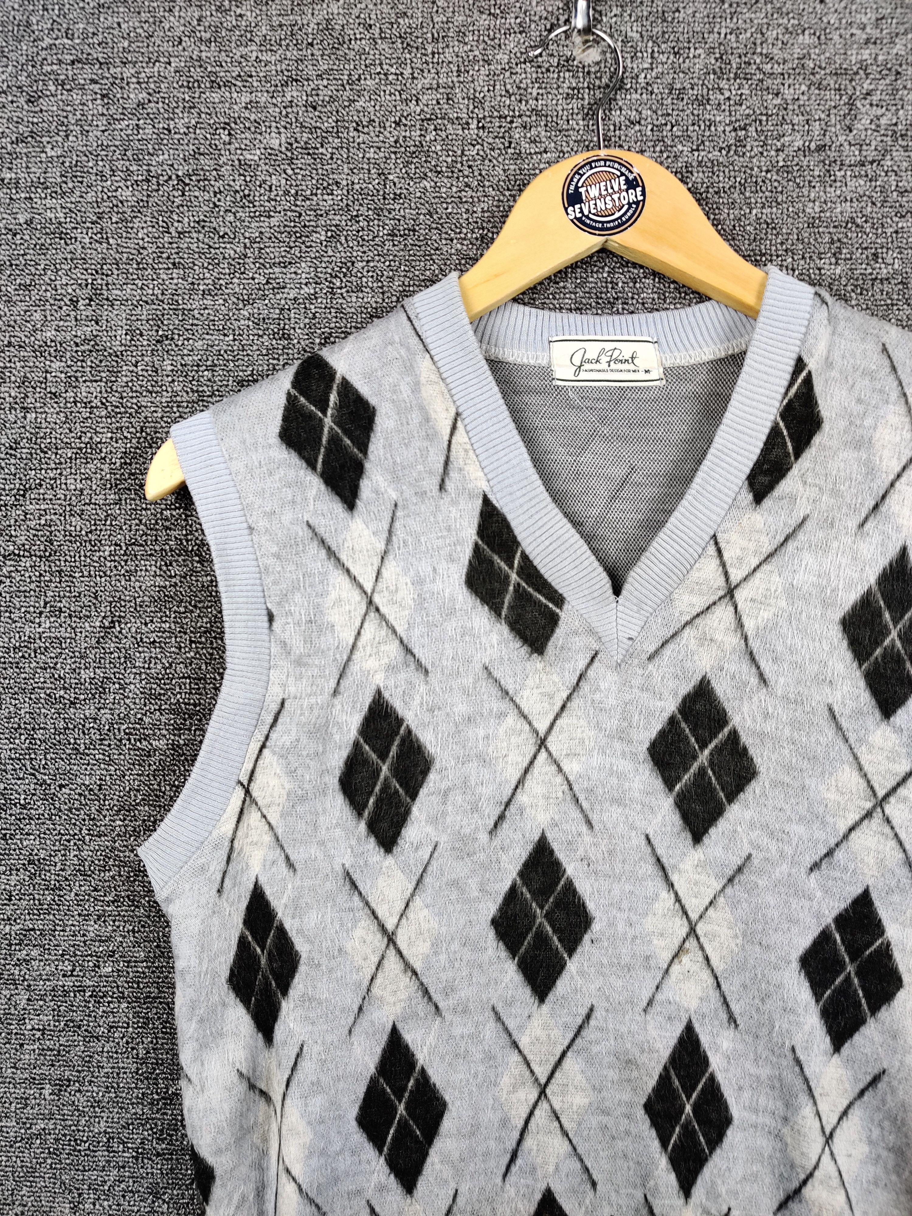 Japanese Brand Vintage Jack Point Checkered Knit Vest Size US M / EU 48-50 / 2 - 4 Thumbnail
