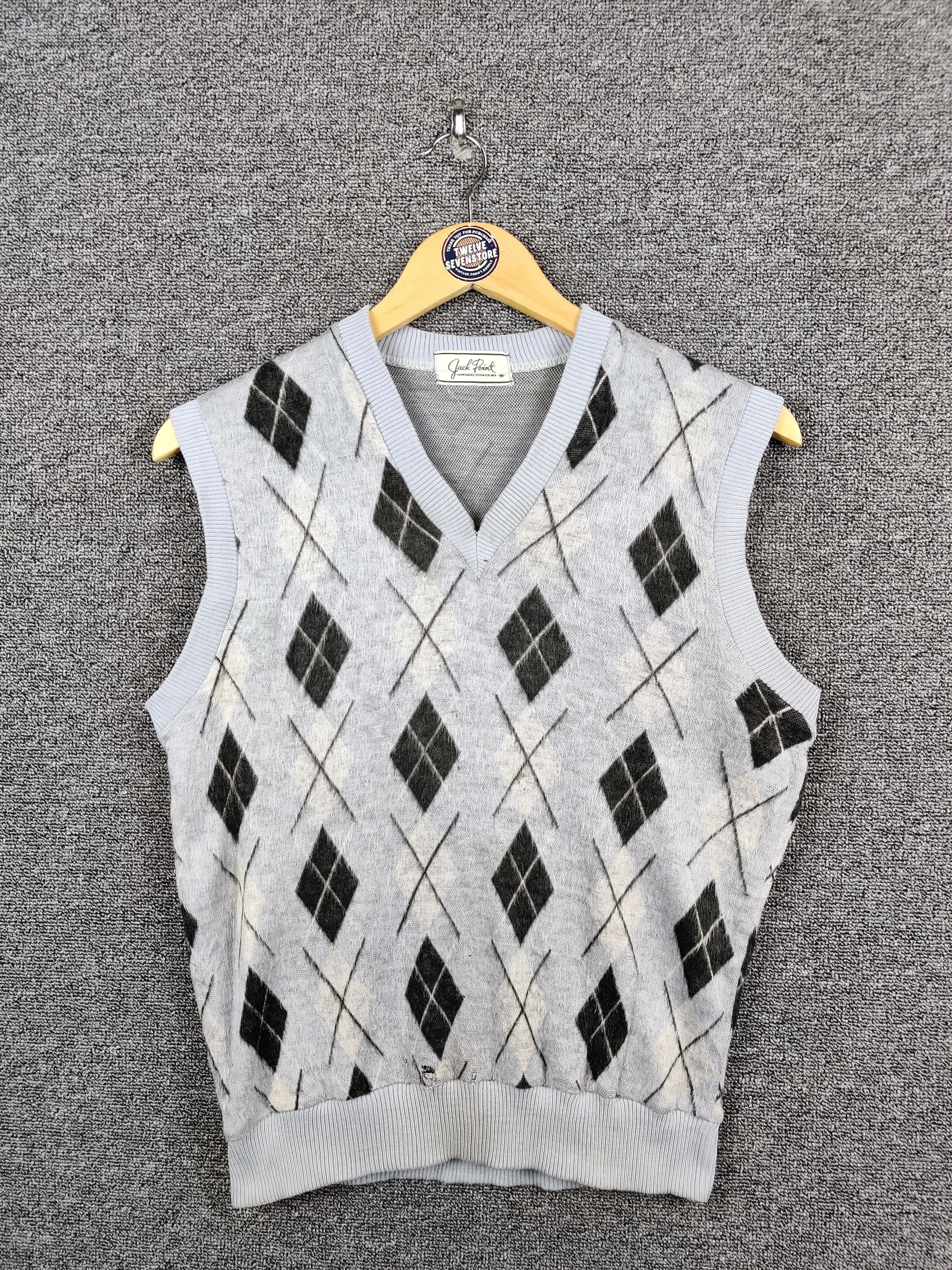 Japanese Brand Vintage Jack Point Checkered Knit Vest Size US M / EU 48-50 / 2 - 1 Thumbnail