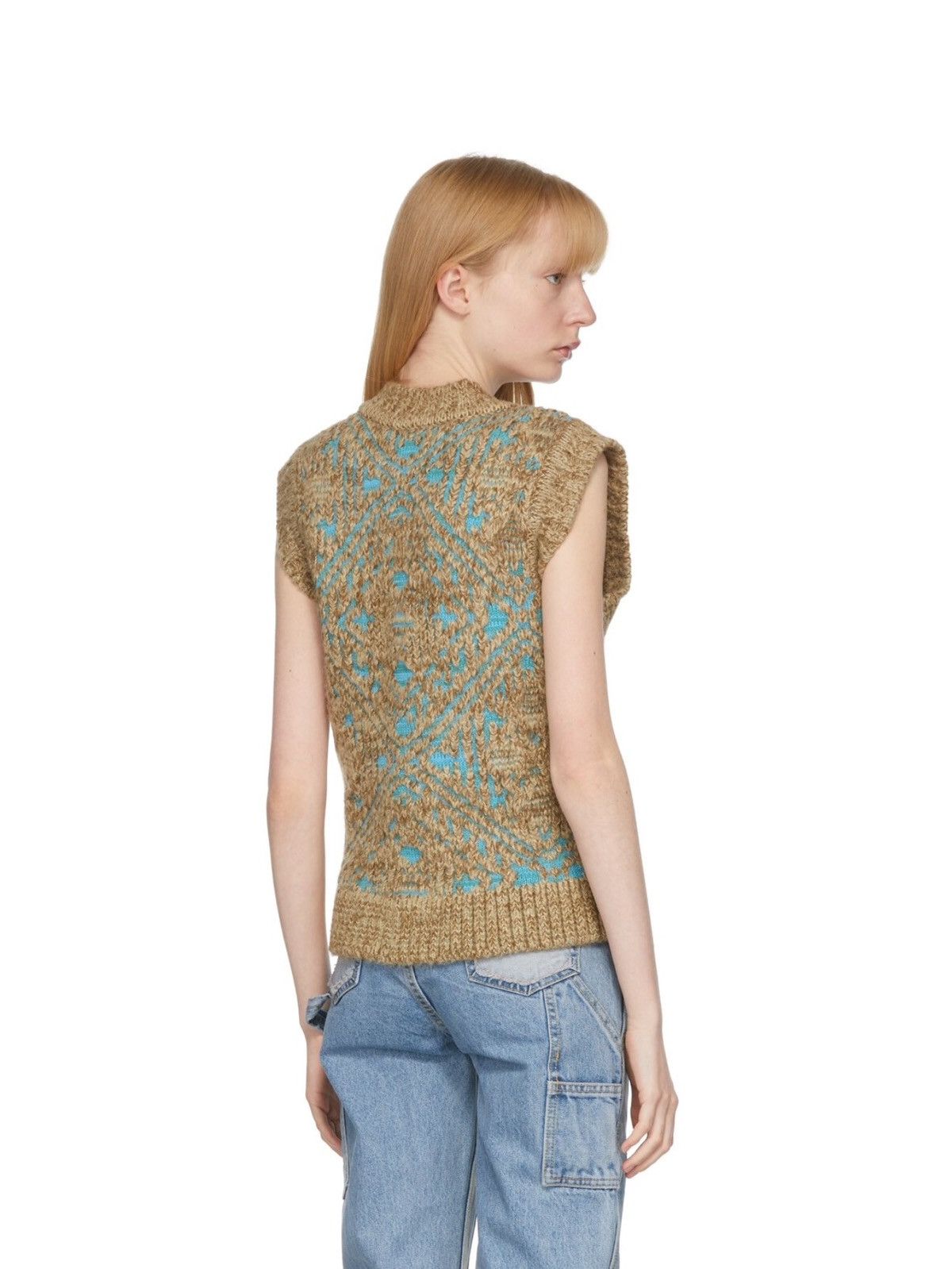 Andersson Bell Andersson Bell Beige & Blue Heavy Jacquard Fran Vest Size M / US 6-8 / IT 42-44 - 2 Thumbnail