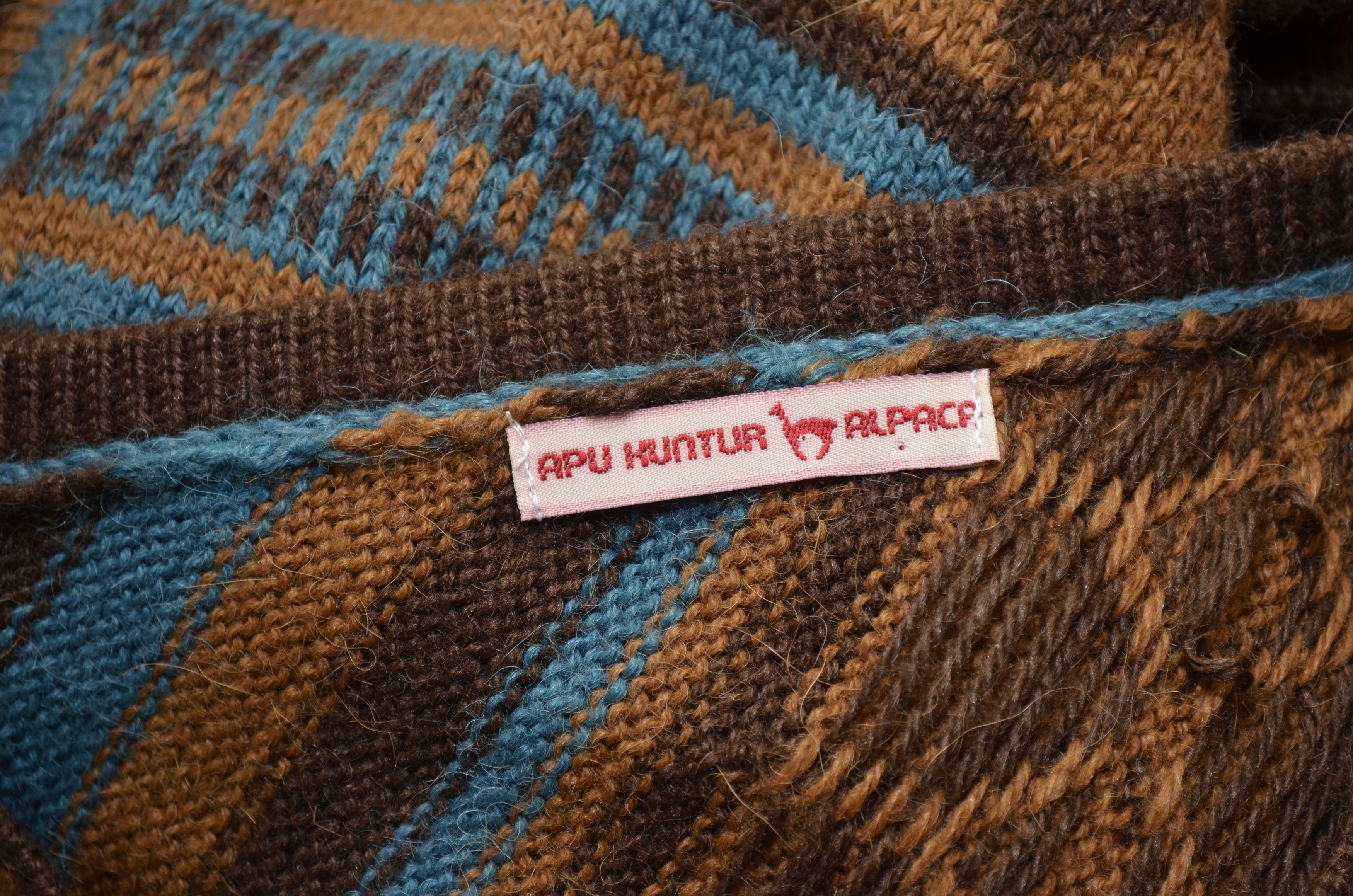Designer Apu Kuntur Striped 100% Alpaca Poncho Sweater Size ONE SIZE - 4 Thumbnail
