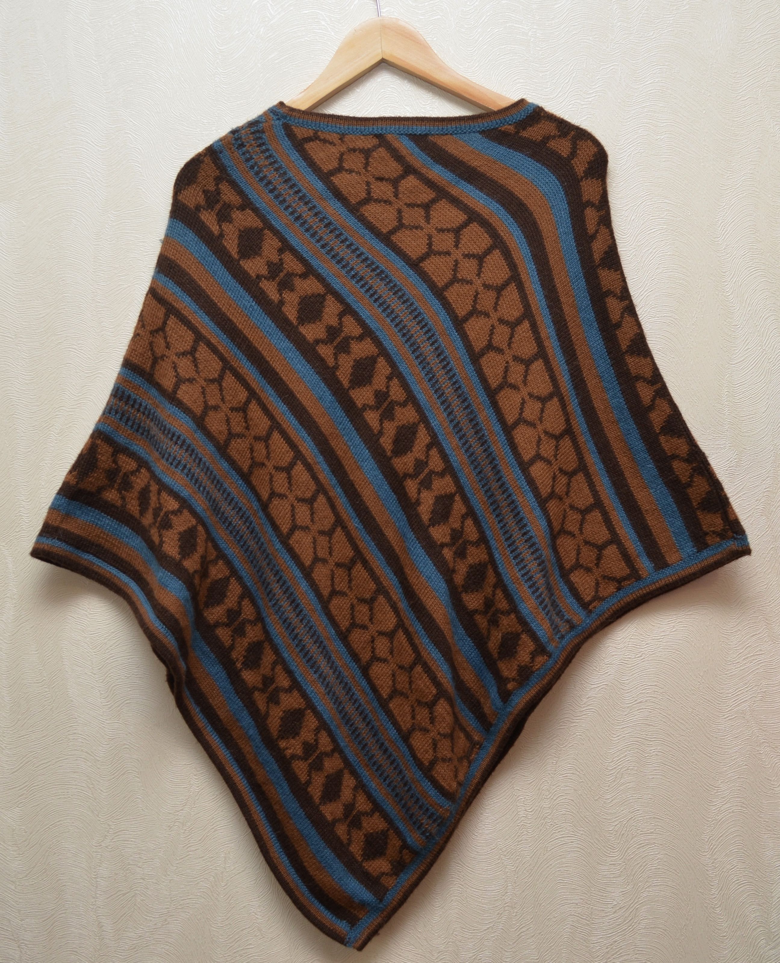 Designer Apu Kuntur Striped 100% Alpaca Poncho Sweater Size ONE SIZE - 3 Thumbnail