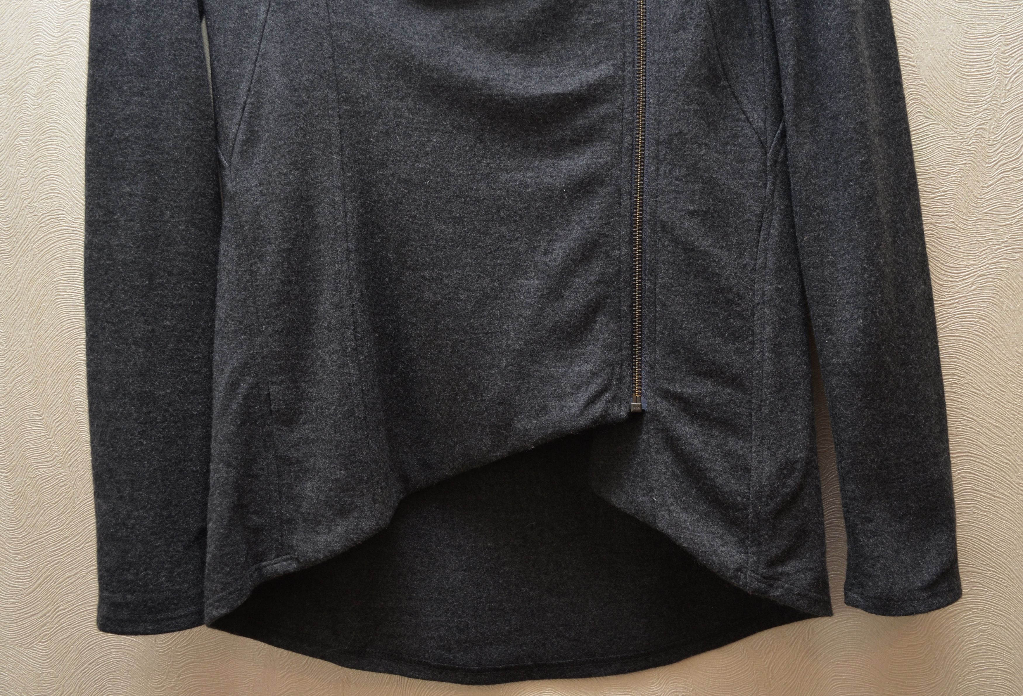 Helmut Lang Helmut Lang 100% Wool Dark Grey Cowl Neck Full Zip Jacket S Size S / US 4 / IT 40 - 3 Thumbnail