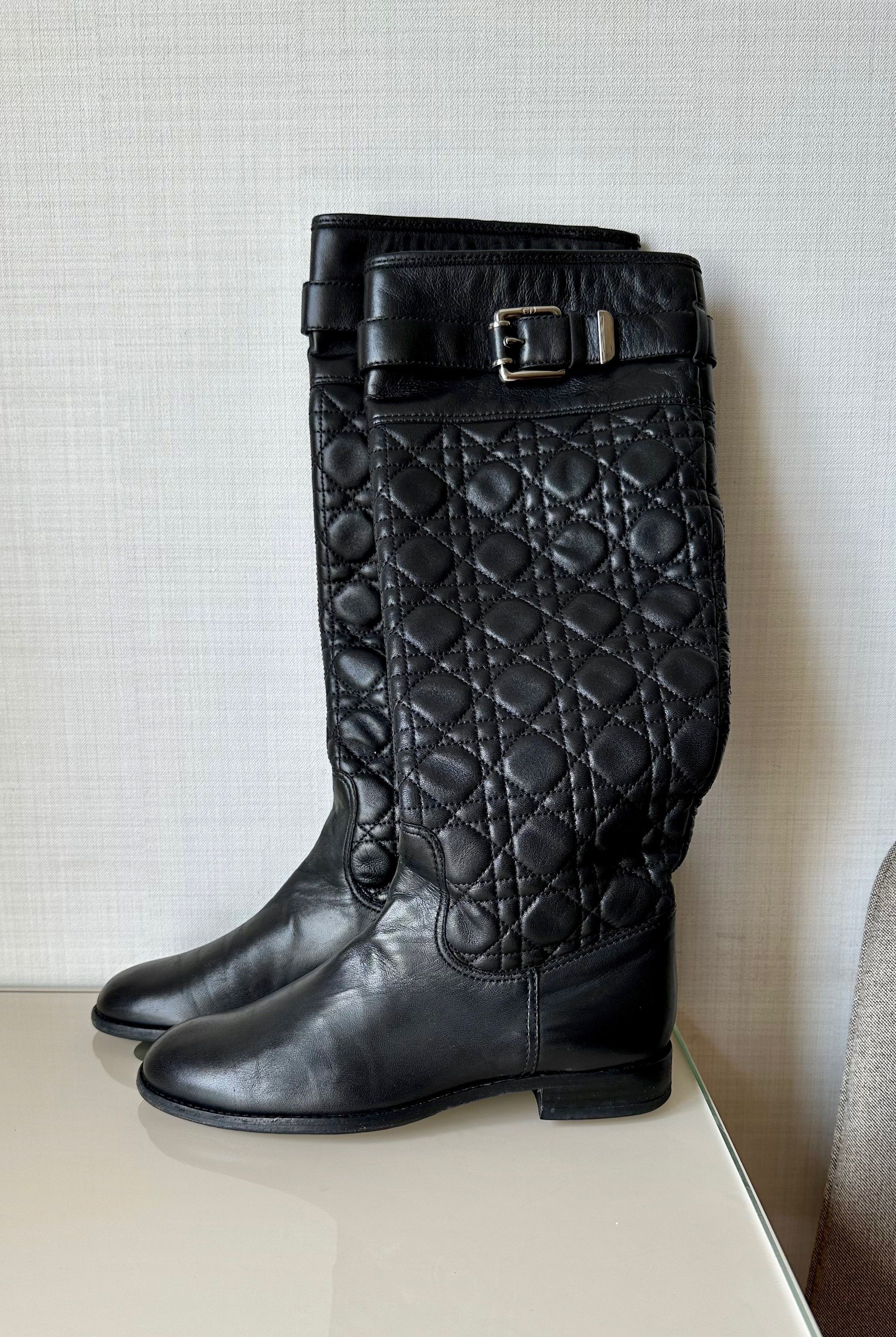 Dior DIOR Cannage Quilted nappa leather high boots black Size US 8.5 / IT 38.5 - 2 Thumbnail