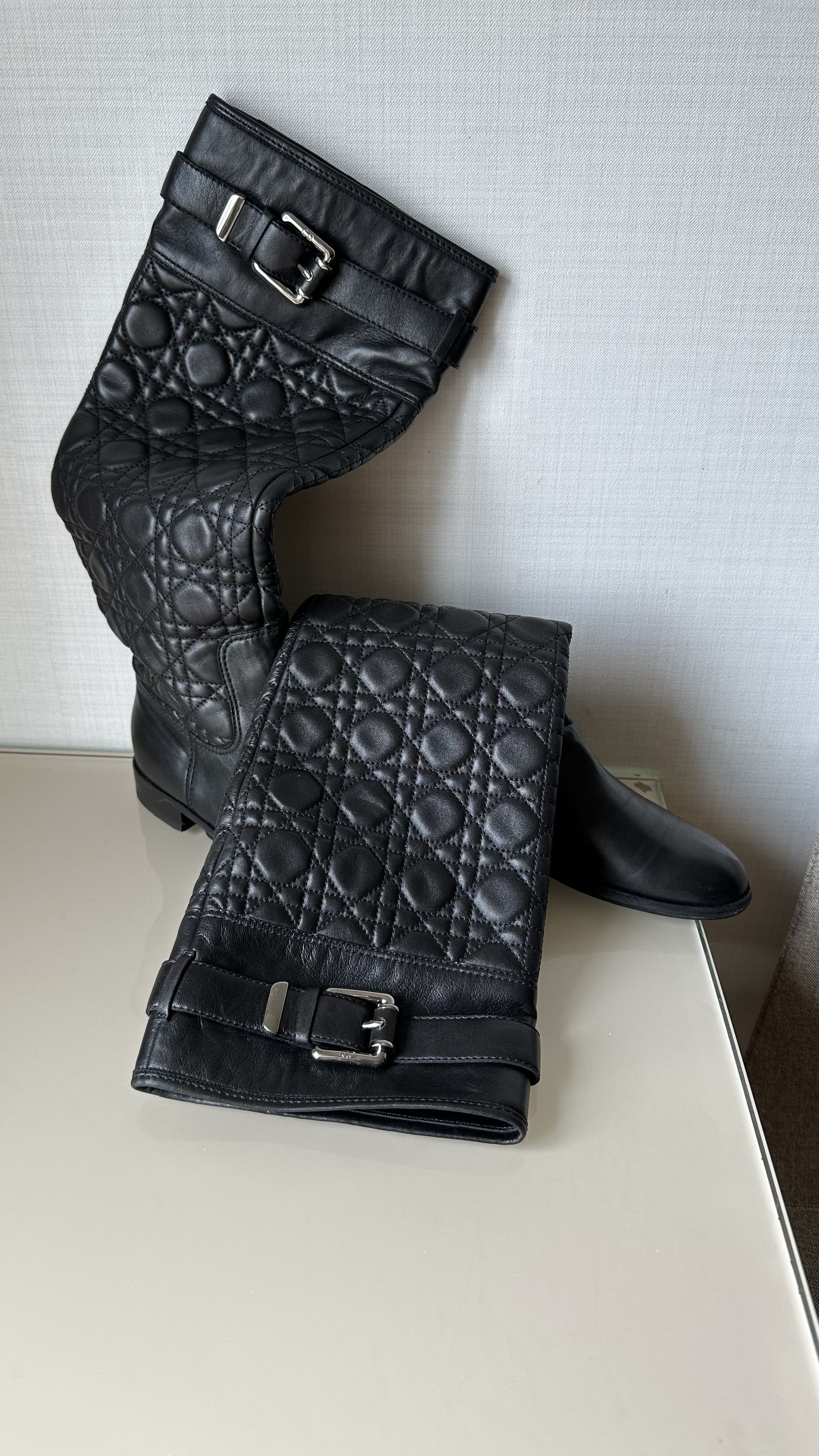 Dior DIOR Cannage Quilted nappa leather high boots black Size US 8.5 / IT 38.5 - 8 Thumbnail