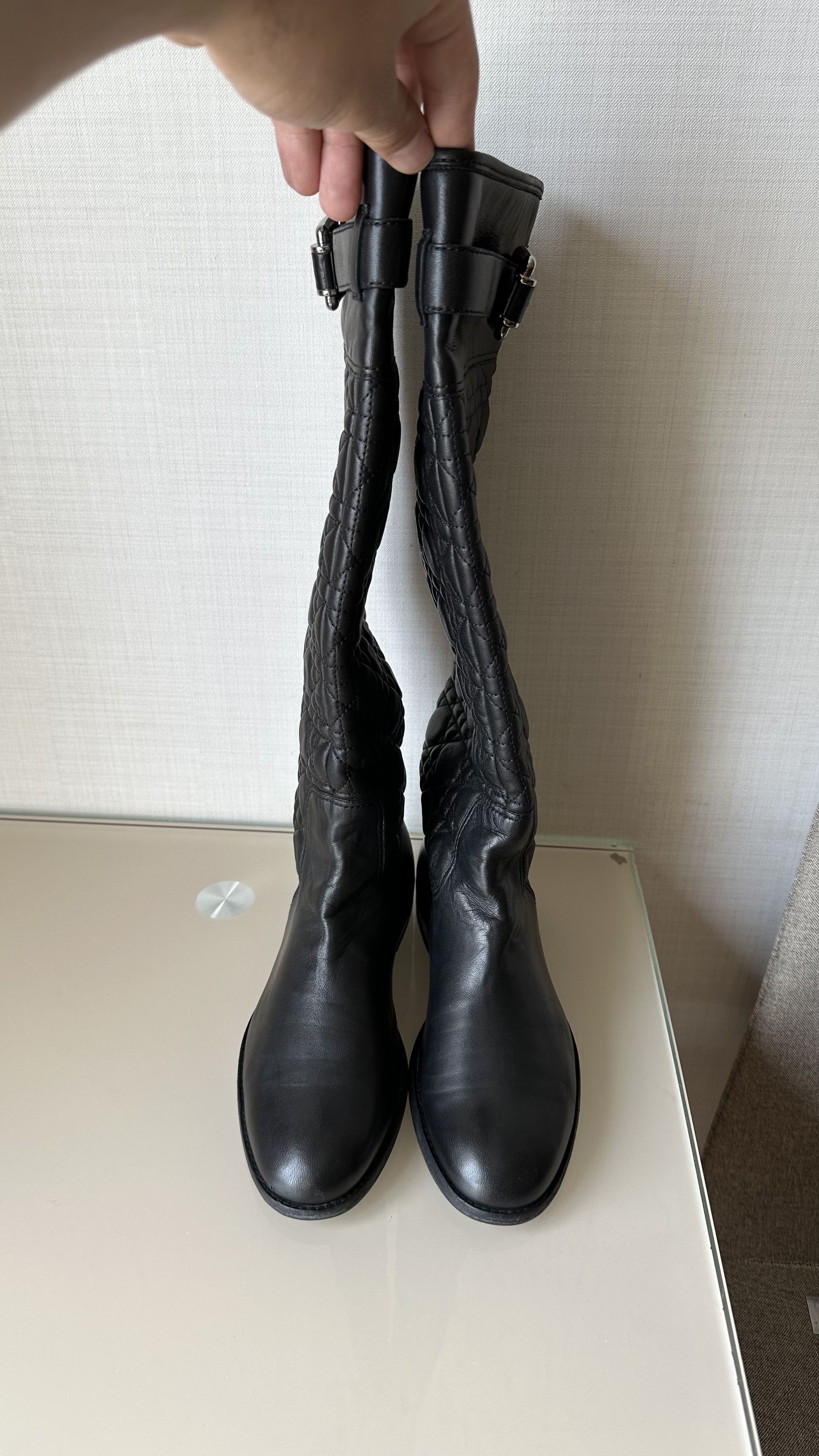 Dior DIOR Cannage Quilted nappa leather high boots black Size US 8.5 / IT 38.5 - 5 Thumbnail