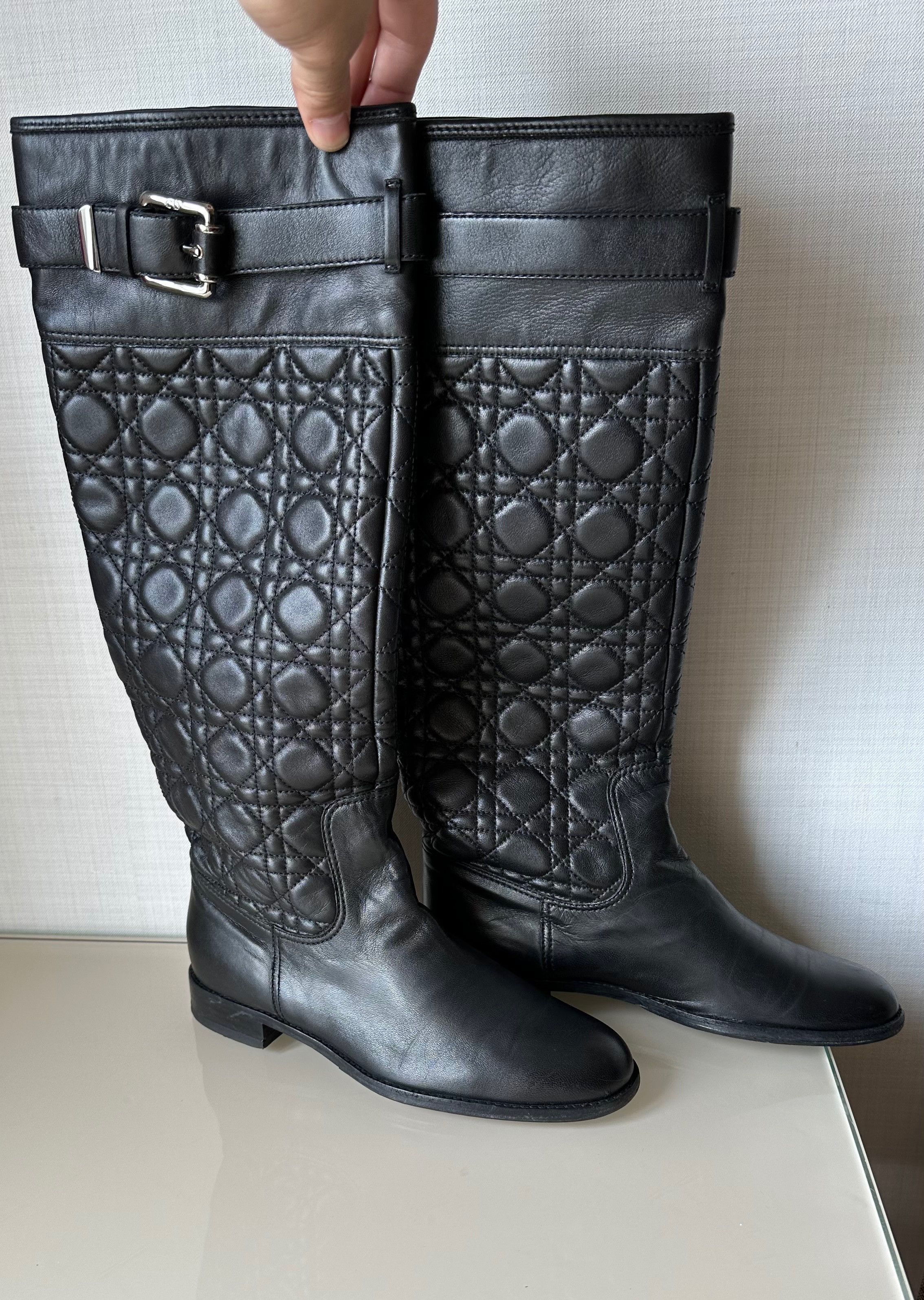 Dior DIOR Cannage Quilted nappa leather high boots black Size US 8.5 / IT 38.5 - 1 Thumbnail