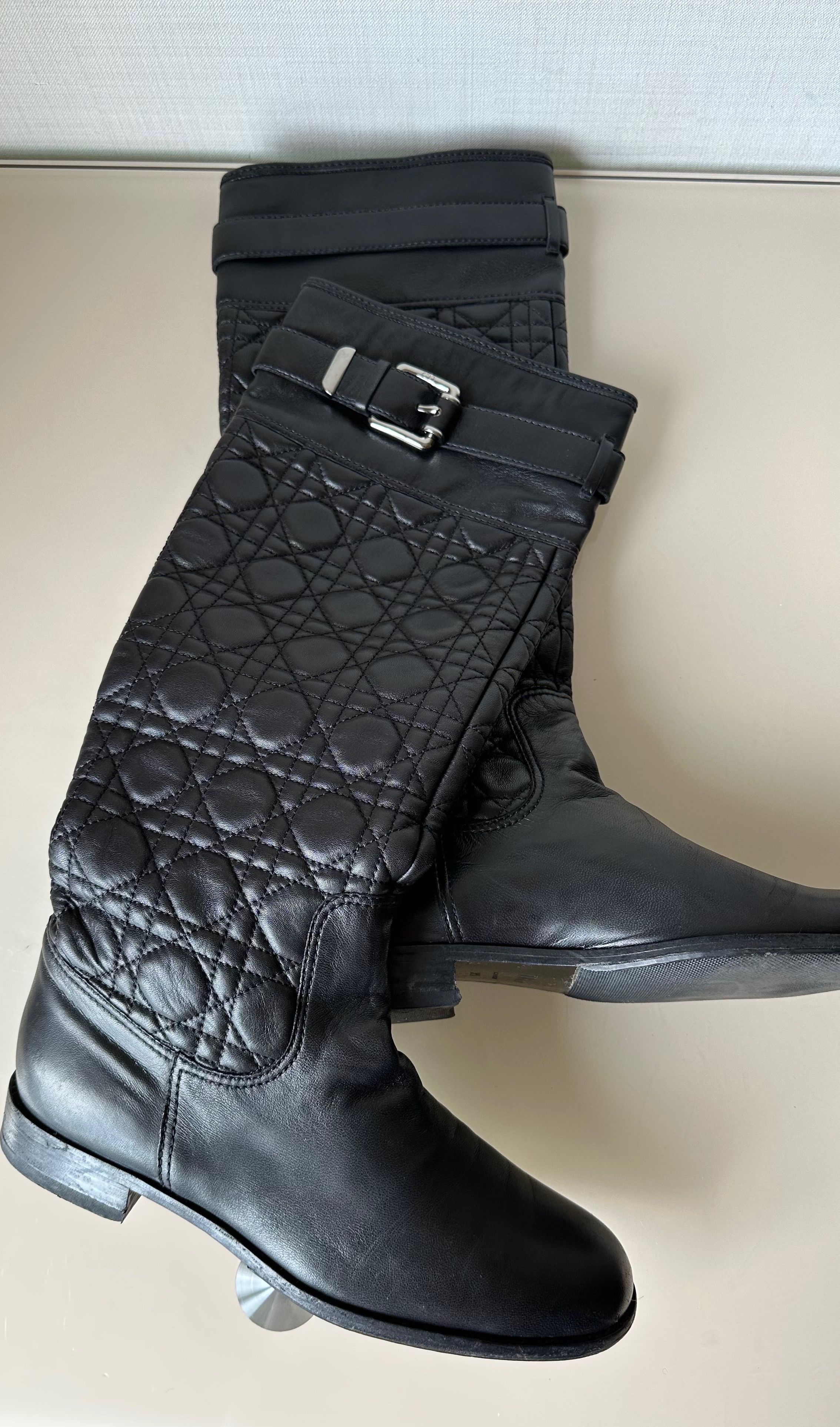 Dior DIOR Cannage Quilted nappa leather high boots black Size US 8.5 / IT 38.5 - 9 Thumbnail