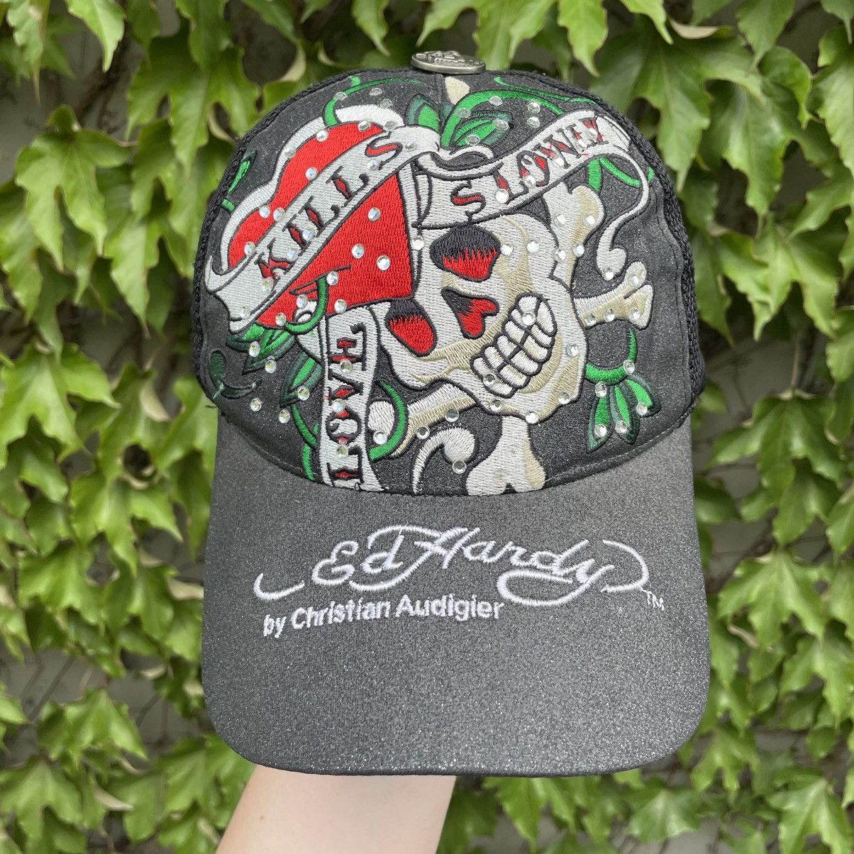 Christian Audigier Vintage Y2K Ed Hardy Skull Trucker Hat Size ONE SIZE - 2 Thumbnail