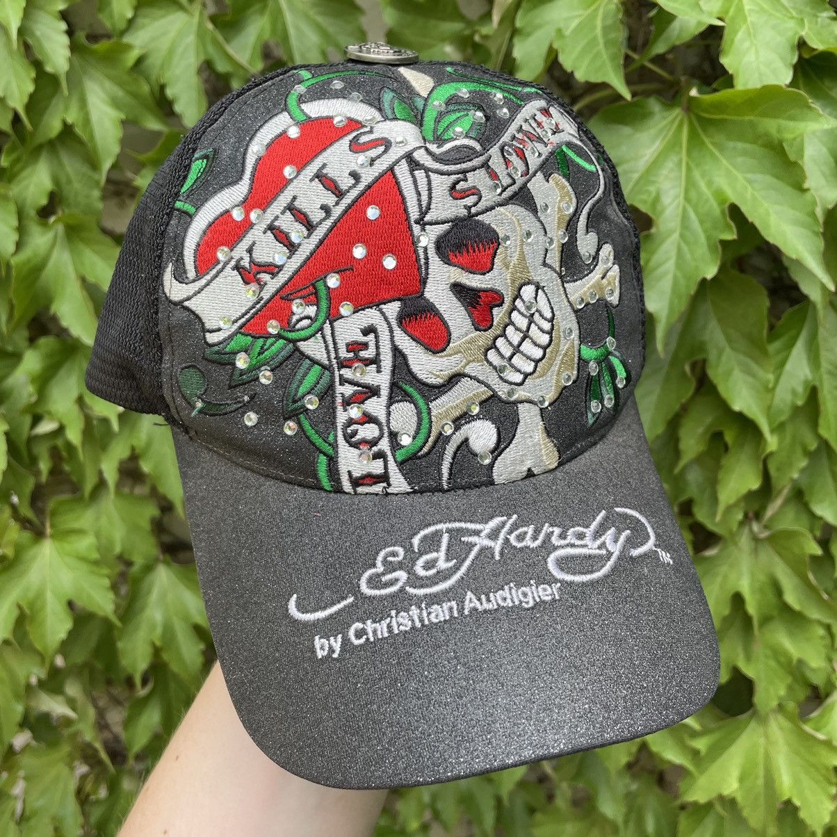 Christian Audigier Vintage Y2K Ed Hardy Skull Trucker Hat Size ONE SIZE - 1 Thumbnail