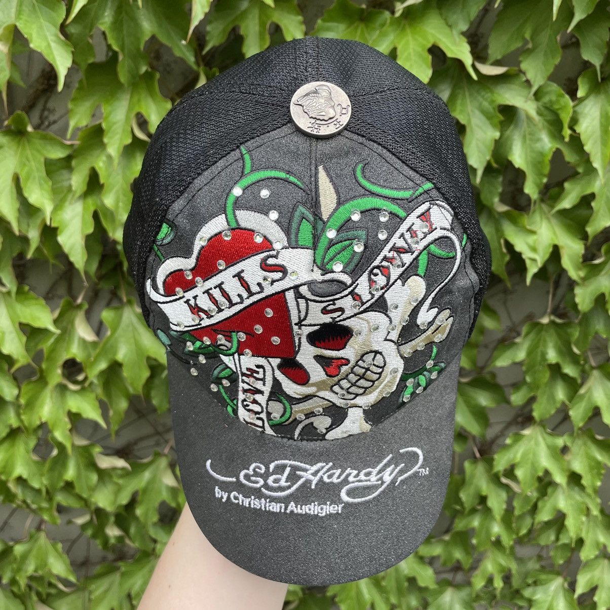 Christian Audigier Vintage Y2K Ed Hardy Skull Trucker Hat Size ONE SIZE - 3 Thumbnail