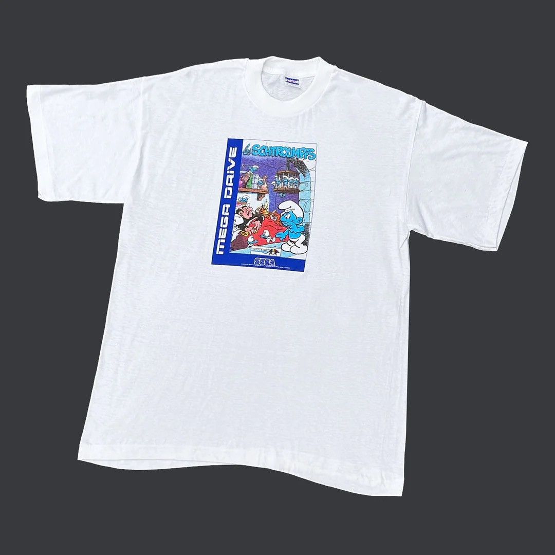 Vintage The Smurfs 94 90s Sega Genesis Game Promo Game Vtg T-Shirt Size US L / EU 52-54 / 3 - 1 Thumbnail