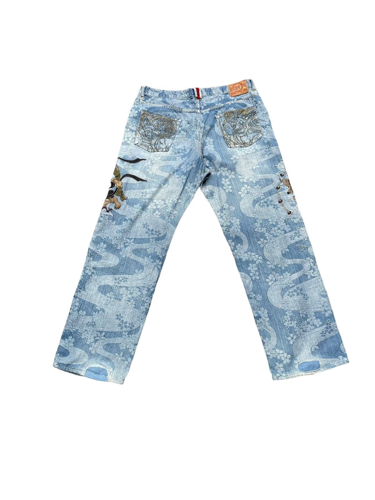 Japanese Brand Karakuri Tamashi Sukajan Emboiderey Distresed Denim Size US 40 / EU 56 - 8 Thumbnail