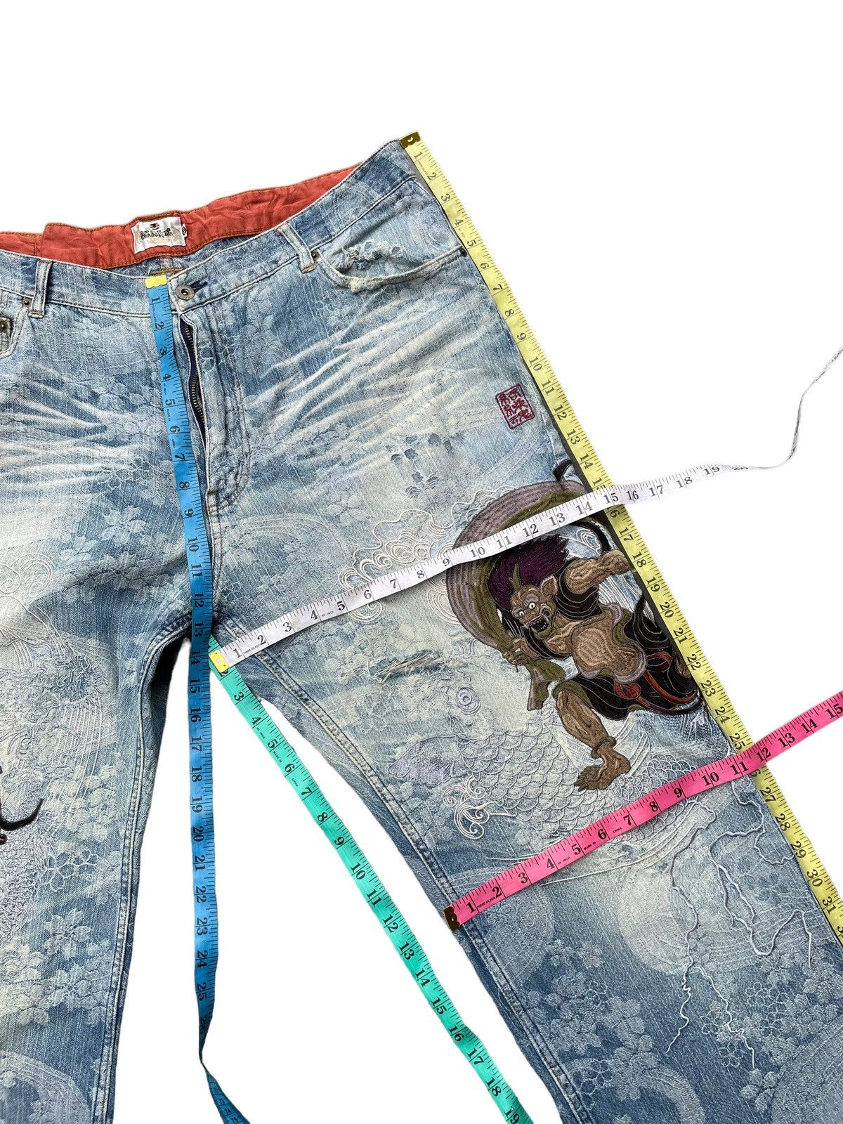 Japanese Brand Karakuri Tamashi Sukajan Emboiderey Distresed Denim Size US 40 / EU 56 - 21 Thumbnail