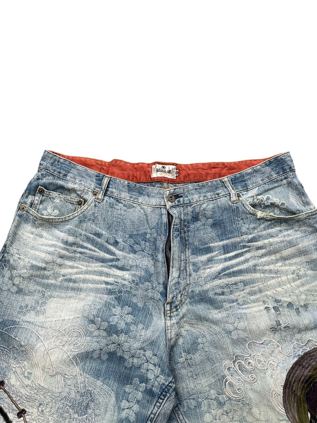 Japanese Brand Karakuri Tamashi Sukajan Emboiderey Distresed Denim Size US 40 / EU 56 - 5 Thumbnail