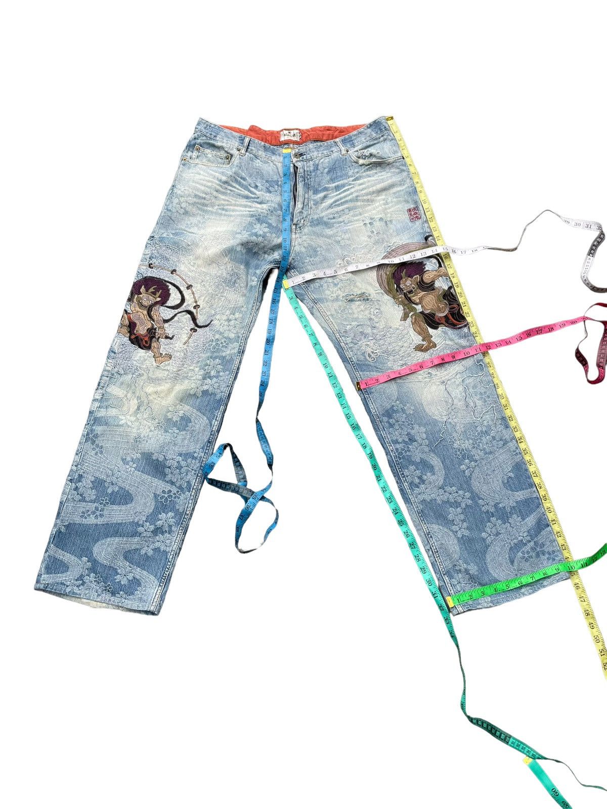 Japanese Brand Karakuri Tamashi Sukajan Emboiderey Distresed Denim Size US 40 / EU 56 - 19 Thumbnail