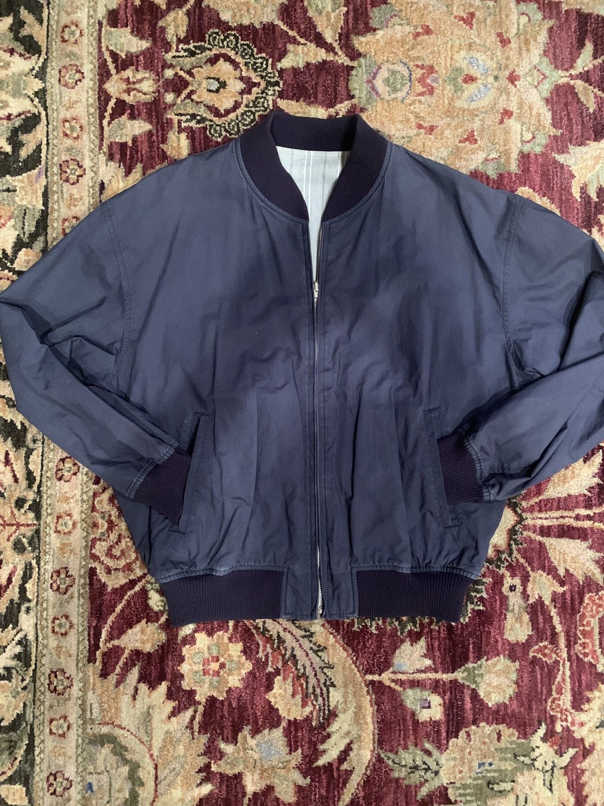 Comme des Garcons × Comme des Garcons Homme CDG Reversible Bomber Navy/Gray Striped Size US M / EU 48-50 / 2 - 2 Thumbnail